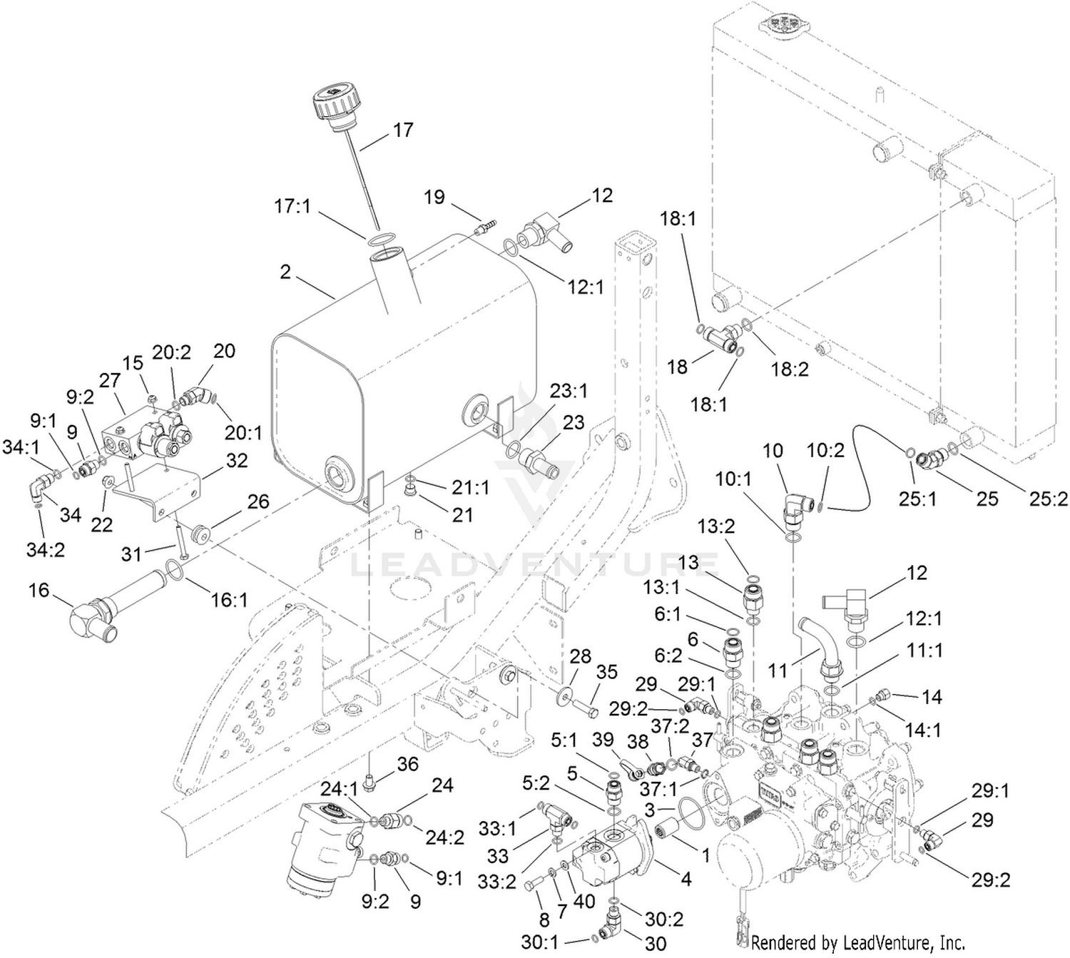 Deck Lift Valve and Hydraulic Fitting Assembly