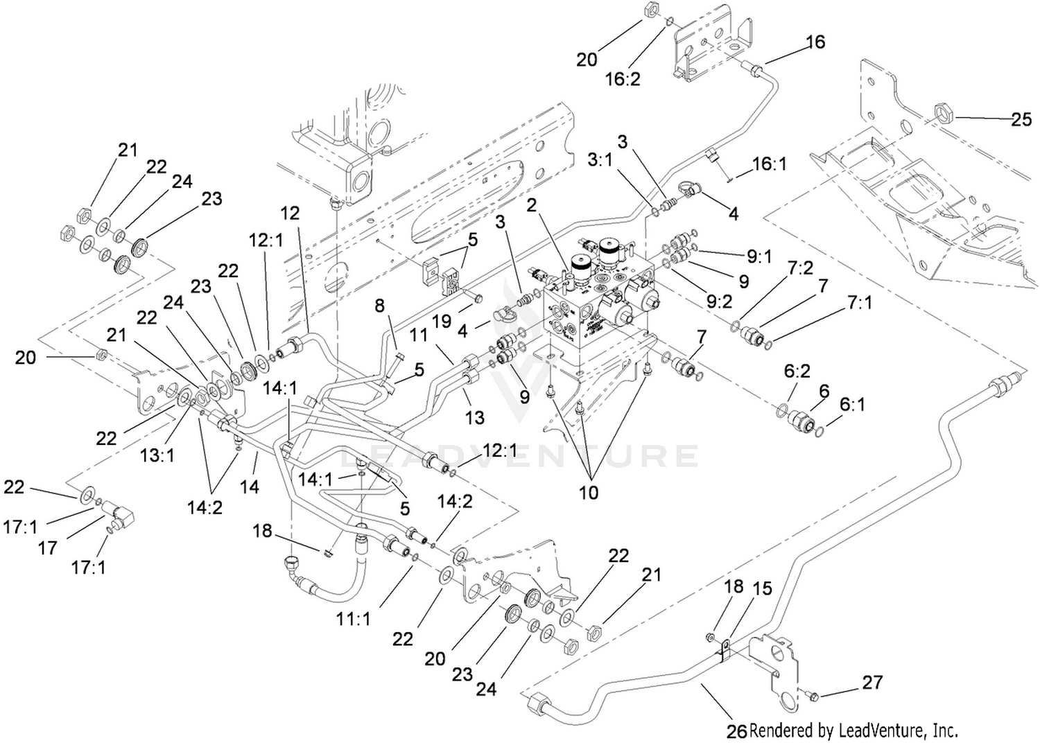 Reel Control Block Hydraulic Plumbing Assembly