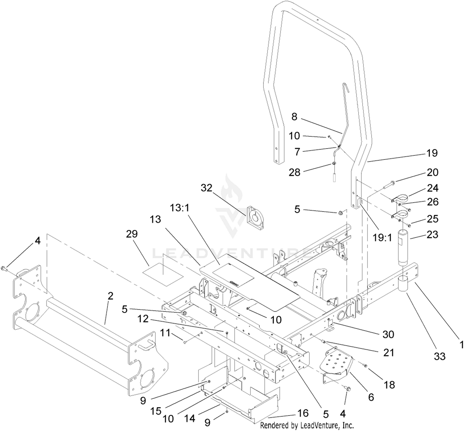 Frame, Platform and  Roll-Over Protection System Assembly