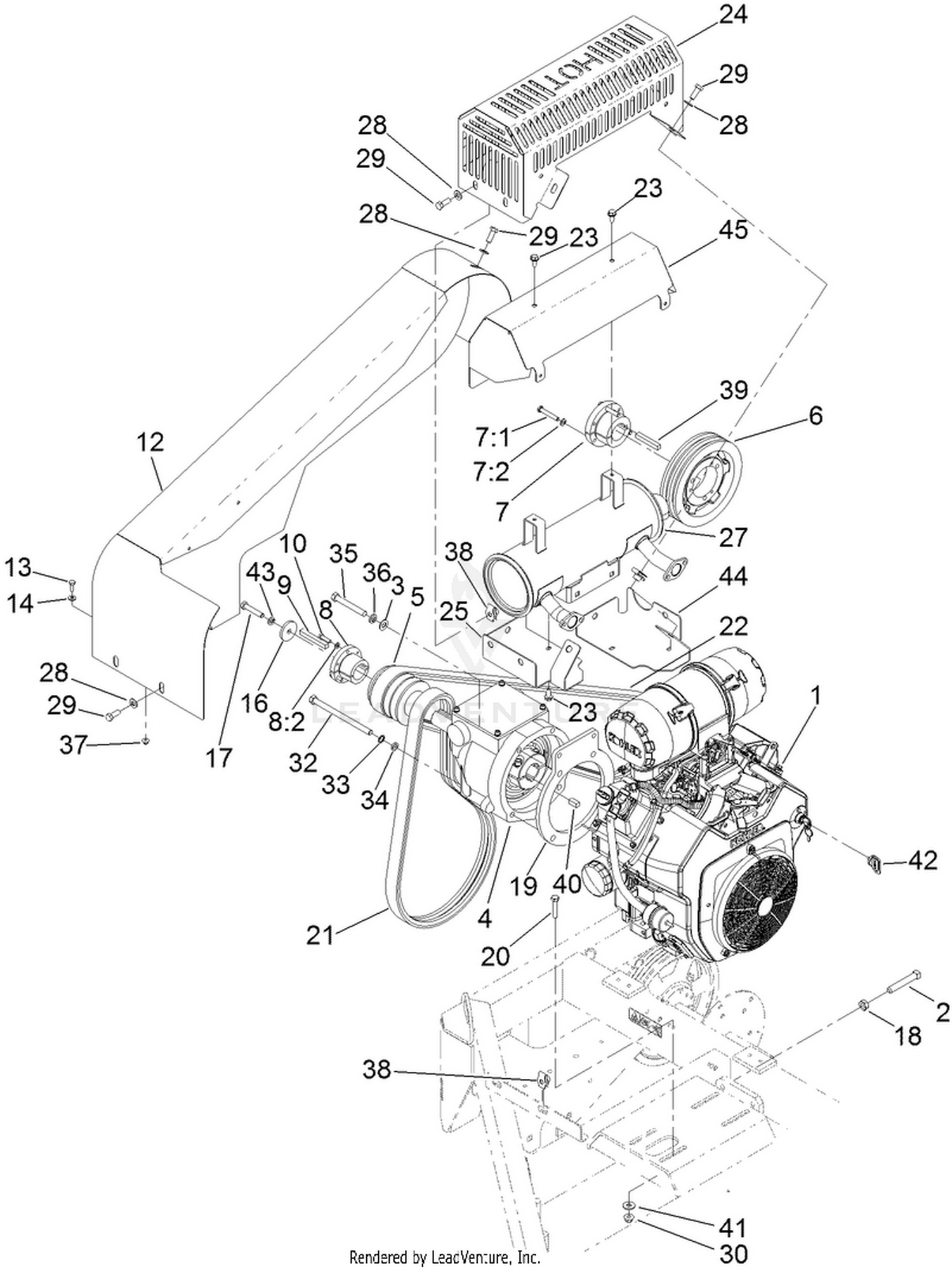 Engine, Clutch and Muffler Assembly