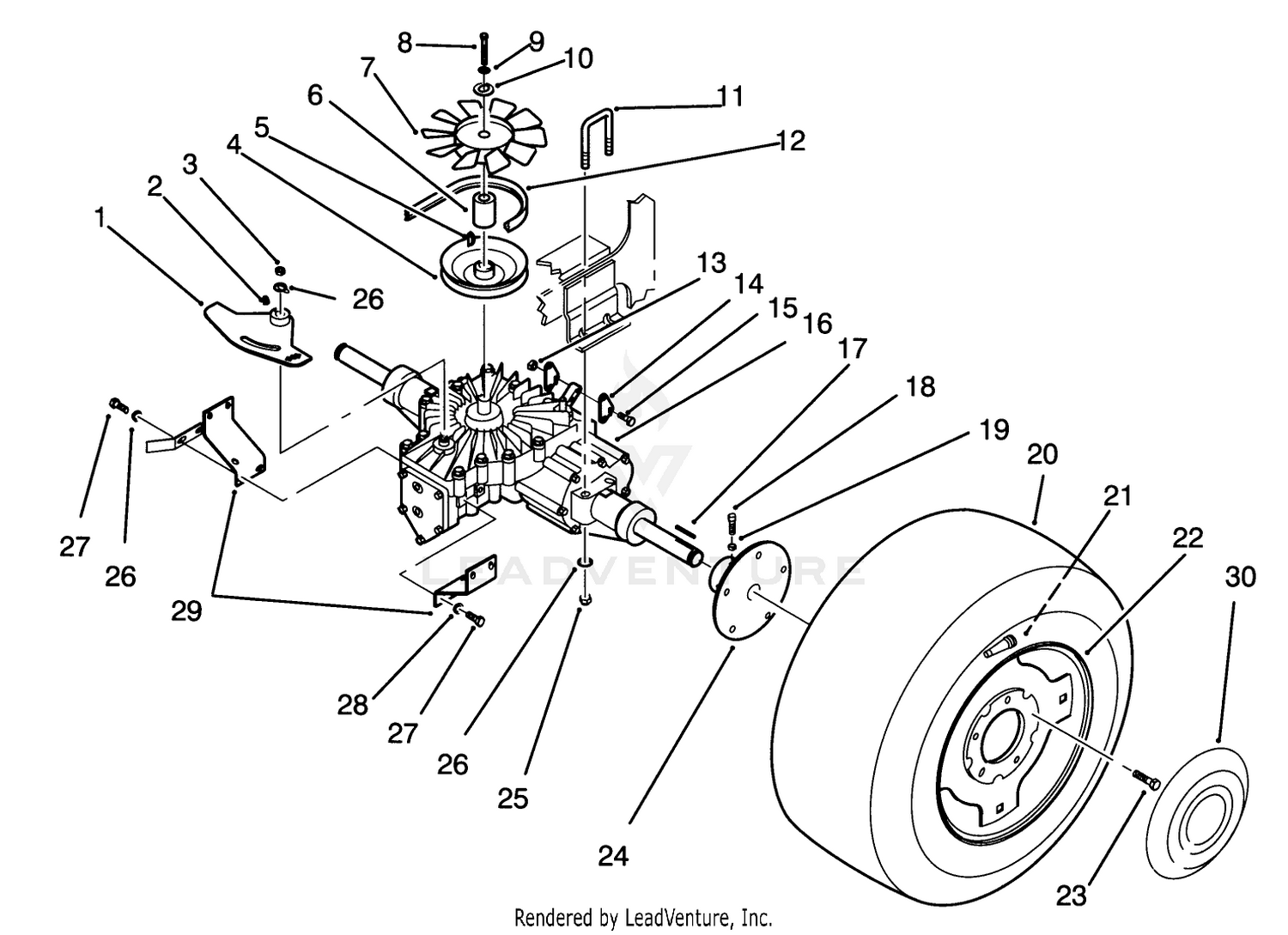 Rear Wheel And Transmission Assembly