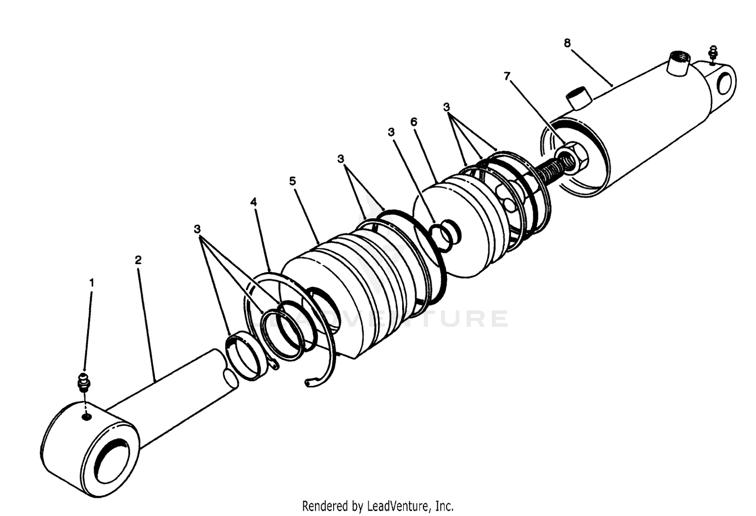 Hydraulic Lift Cylinder Assembly No. 66-1250 (3" Bore)