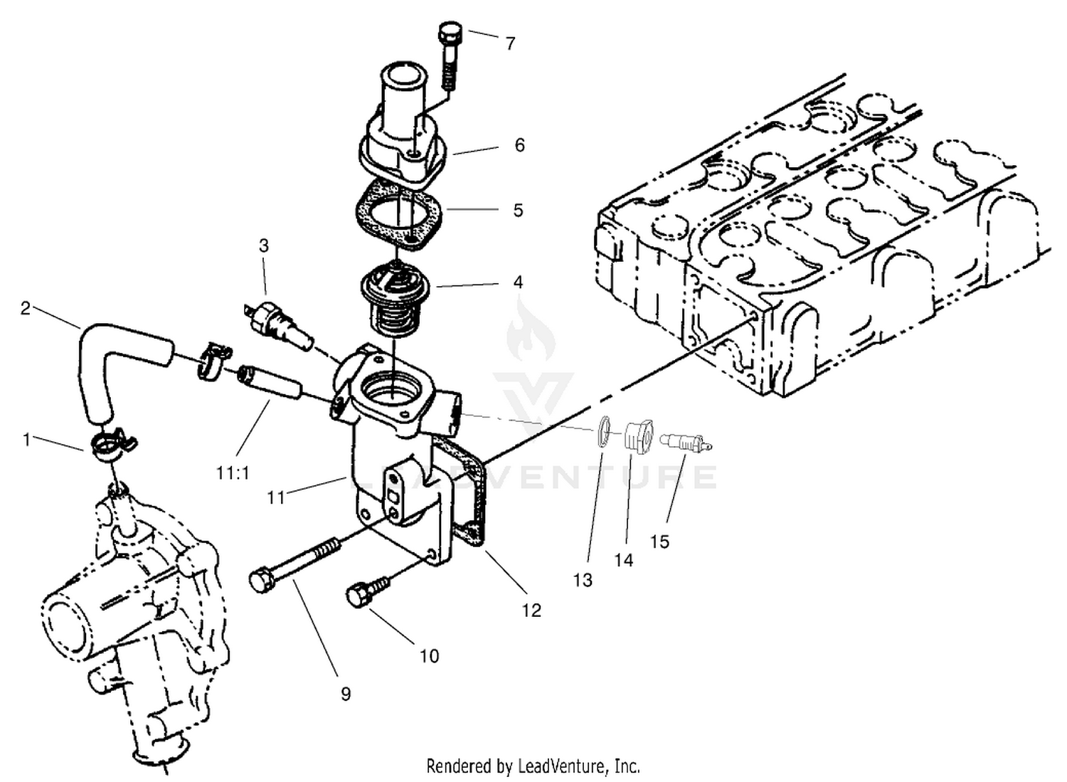 Water Flange and Thermostat Assembly