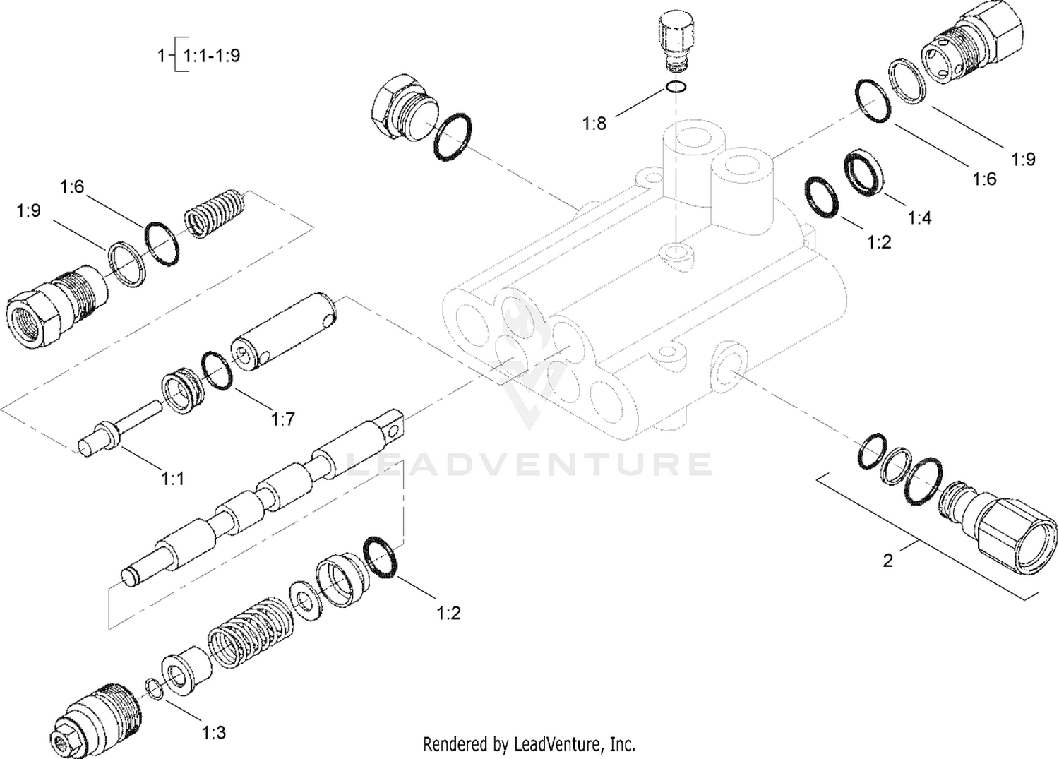 2-Spool Hydraulic Valve Assembly No. 110-3588
