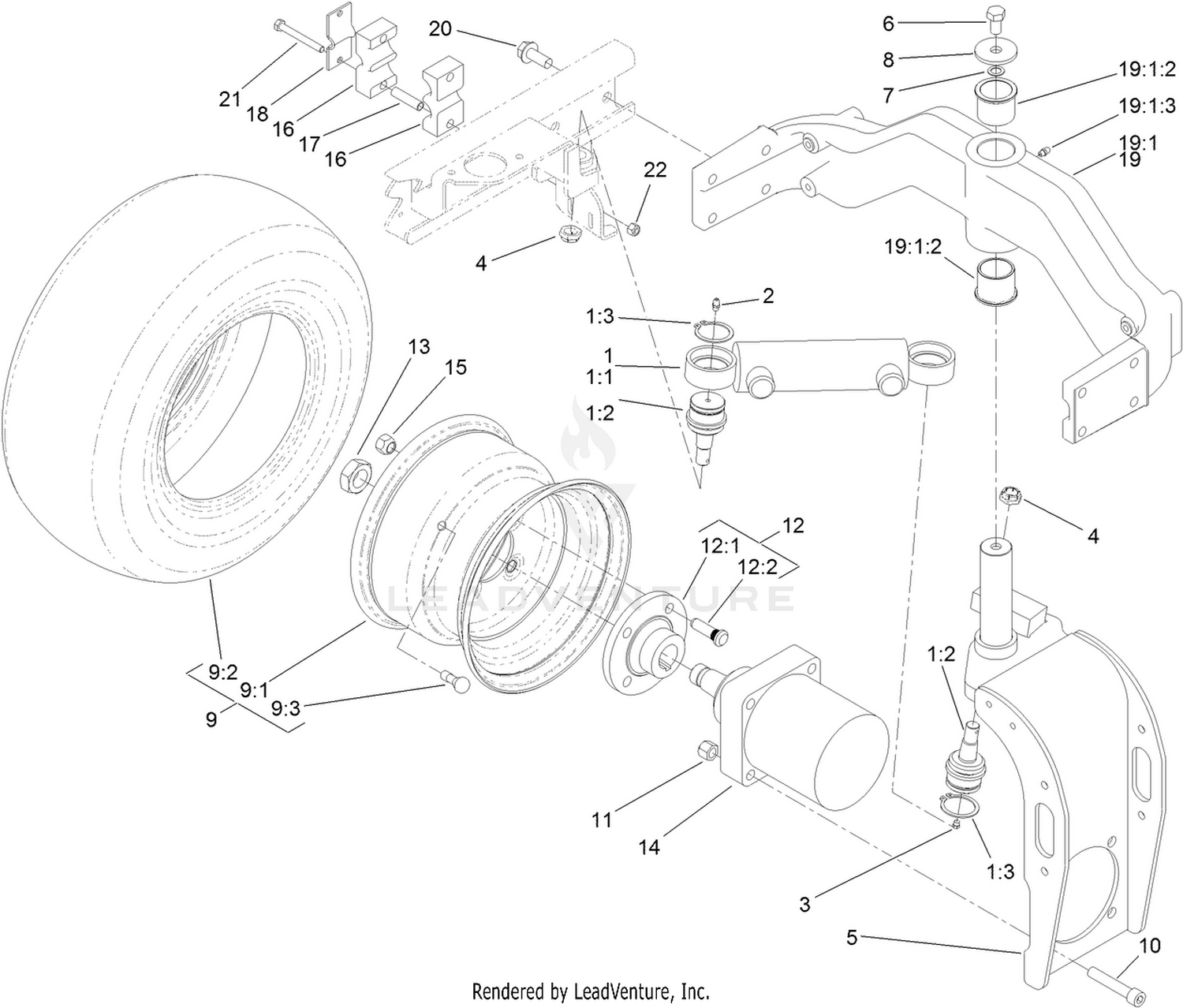 Rear Fork and Wheel Assembly