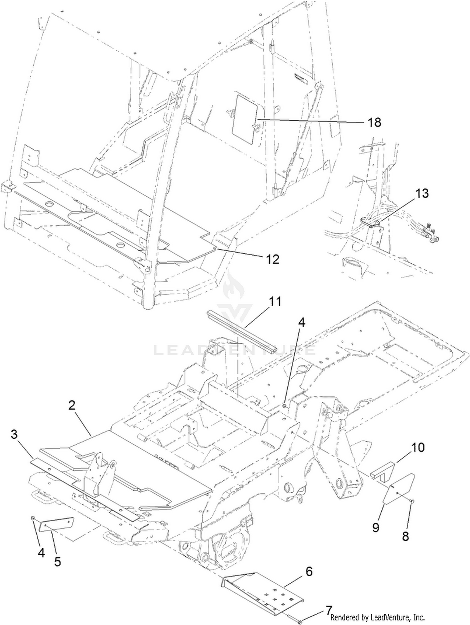 Cab Step, Pad and Flooring Assembly