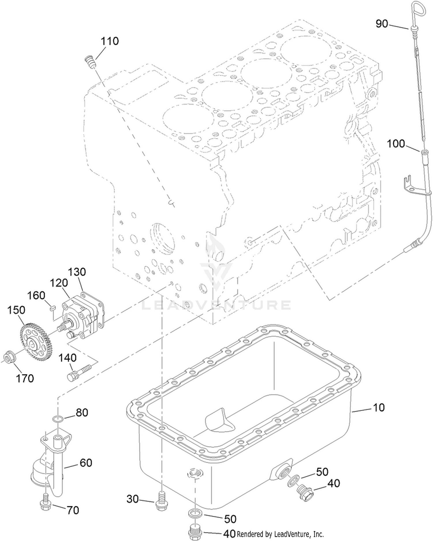 Oil Pan, Oil Pump and Dipstick Assembly