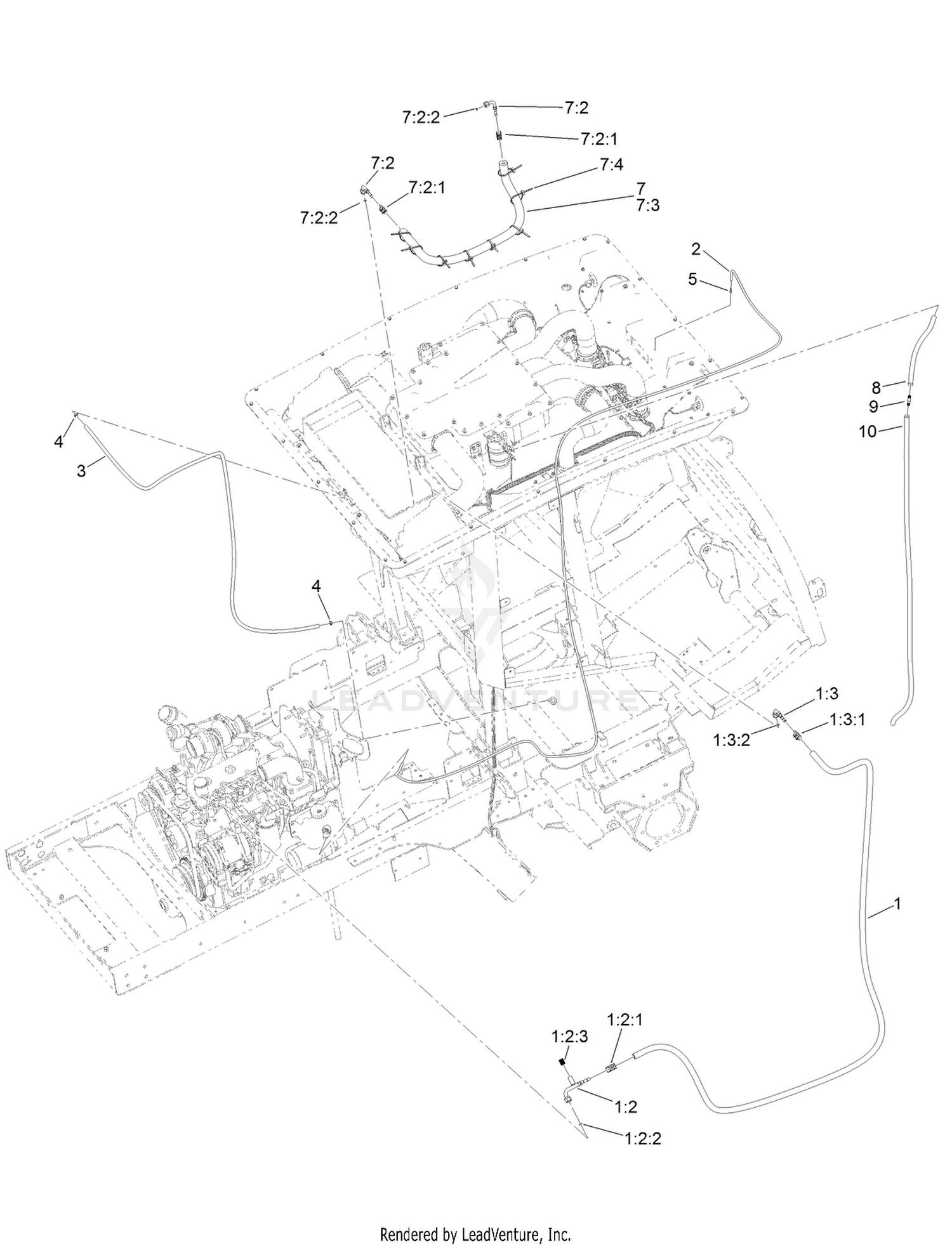 Right Side Hose Assembly  For Cab Model Only