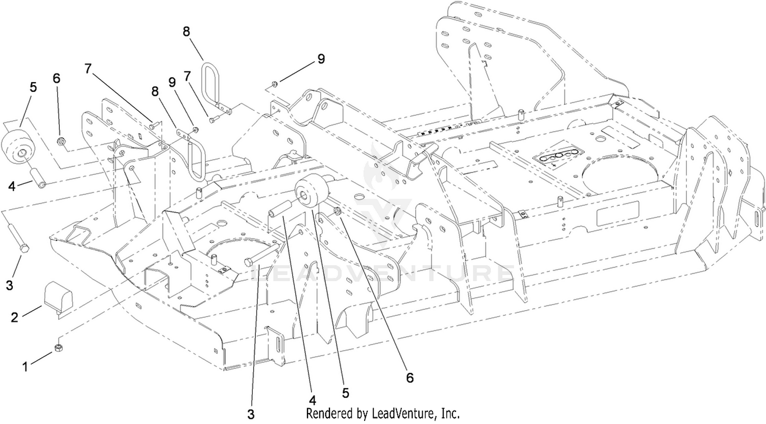 Right Deck  Stop and Hose Guide Assembly