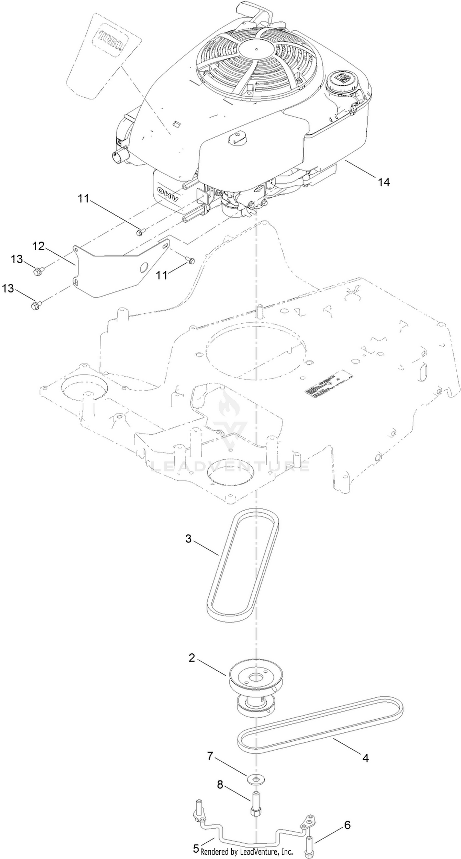 Engine and Pulley Assembly