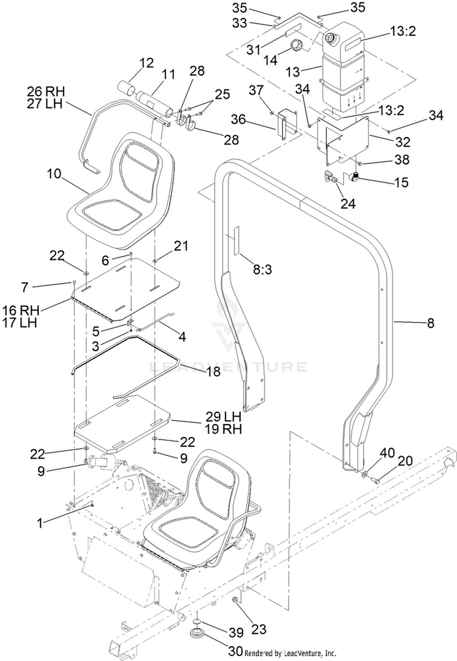 Seat, Fresh Water Tank and  Roll-Over Protection System Assembly