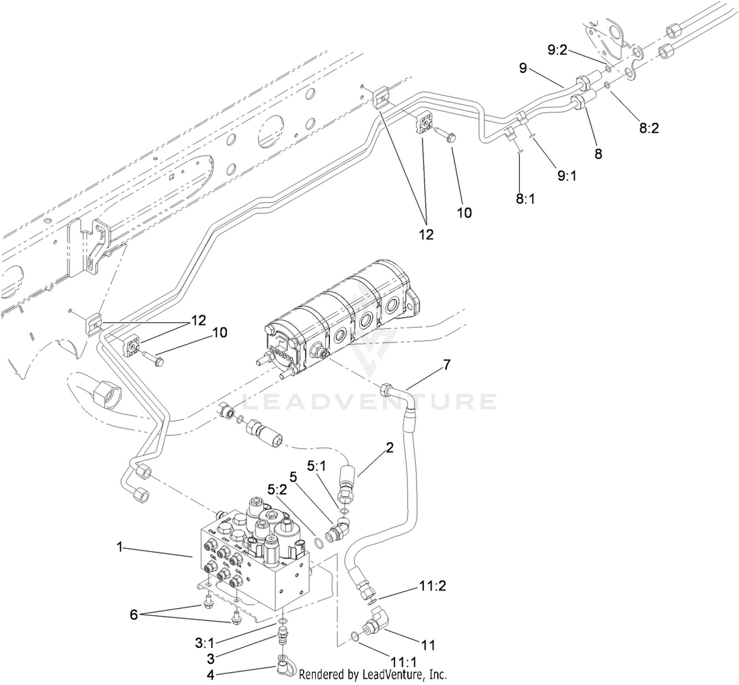 Hydraulic Lift Block and Plumbing Assembly