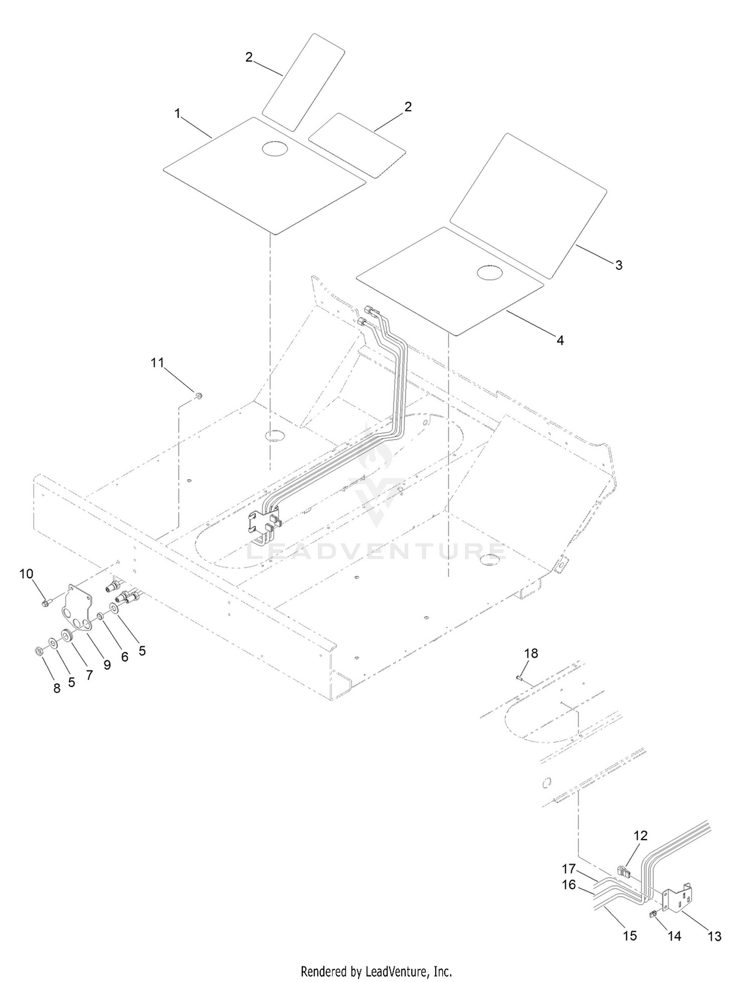 Floor Grips and Hydraulic Tube Assembly