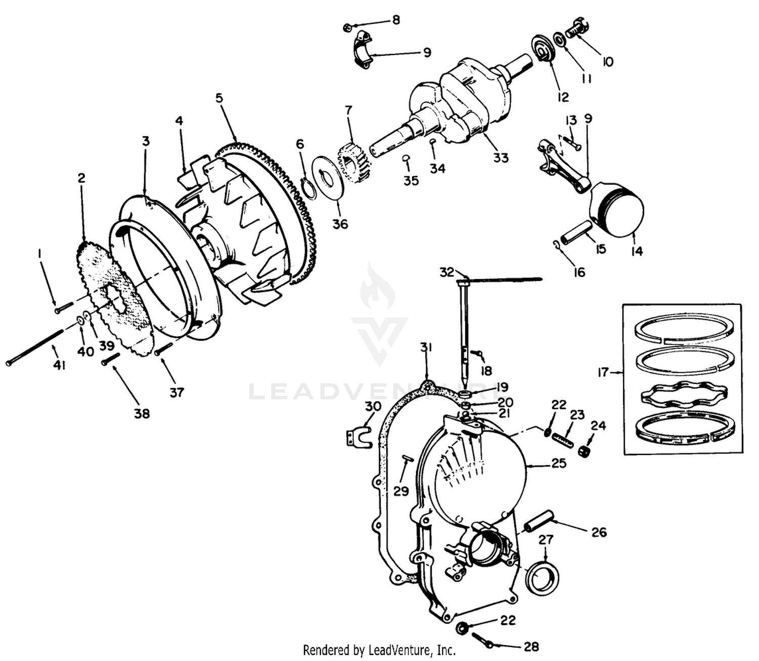 Engine Onan Model No. B48g-Ga020 Type No. 4139e Crankshaft And Flywheel