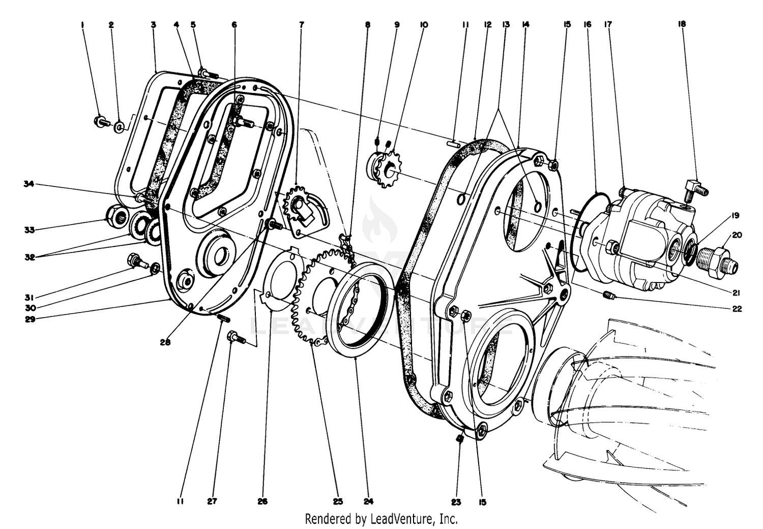 Chain Case And Gear Motor Assembly