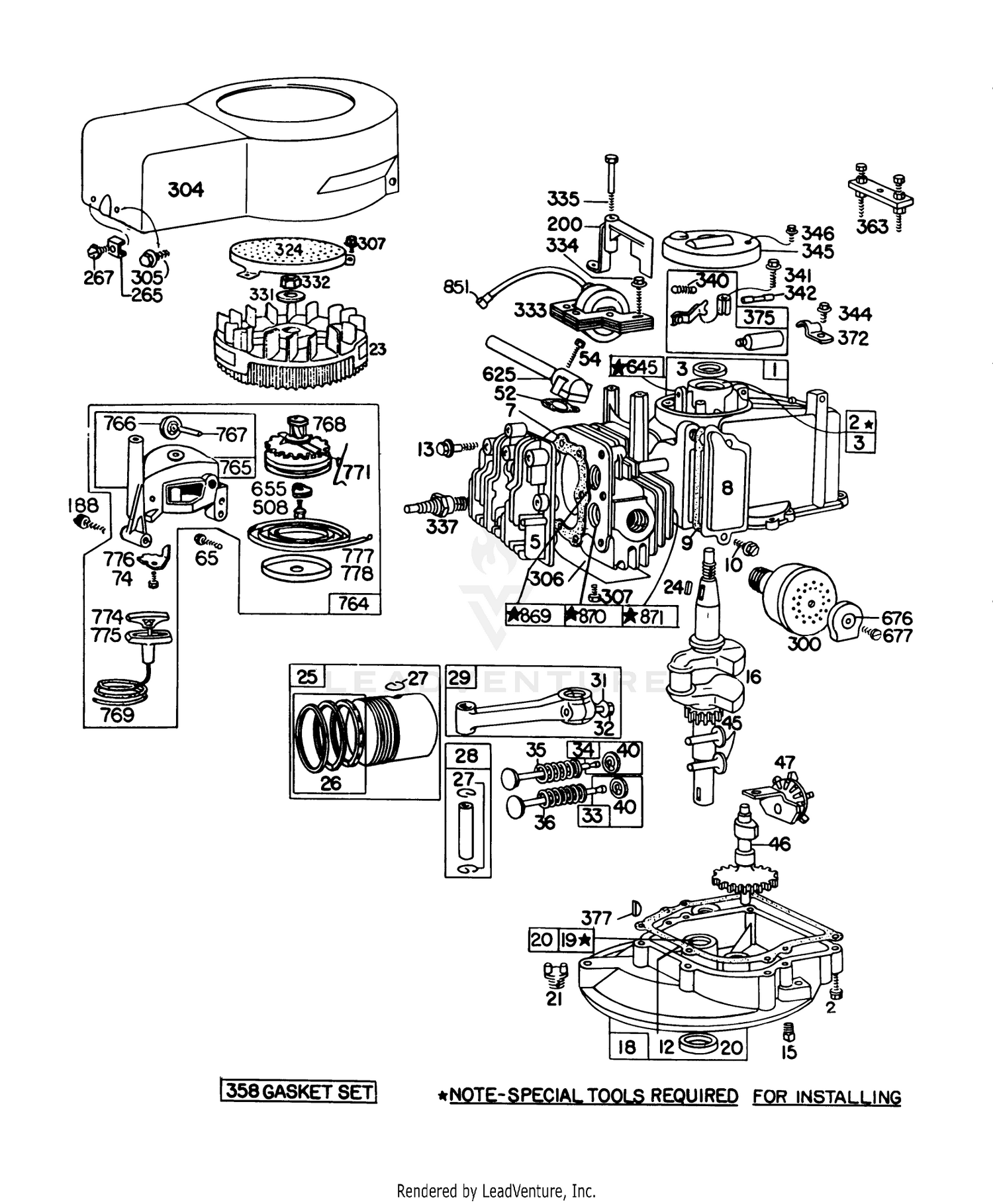 Engine Briggs  Stratton Model No. 92908-1934-01