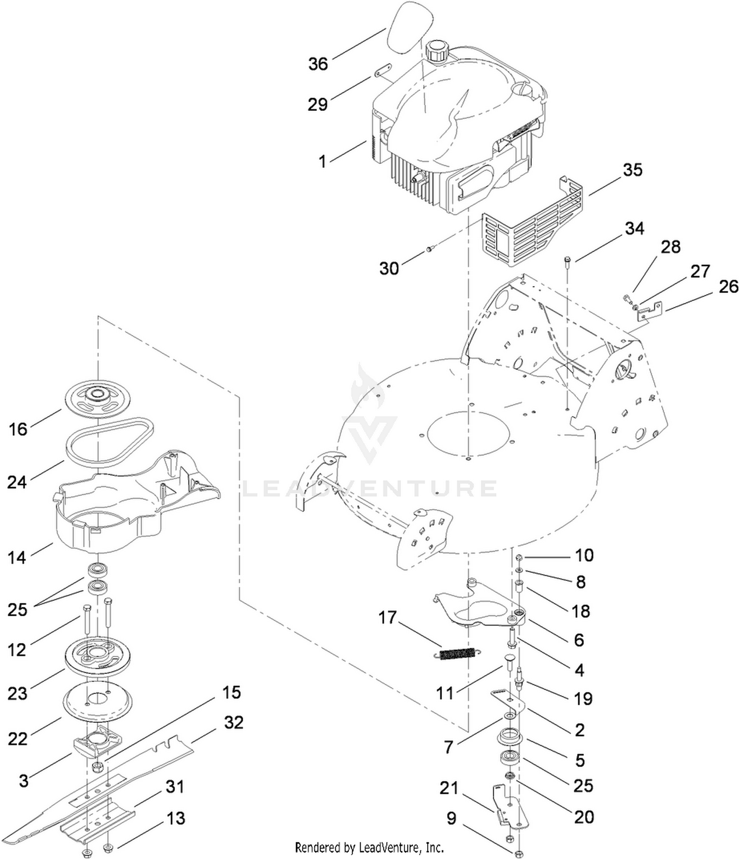 Engine and Blade Brake Control Assembly