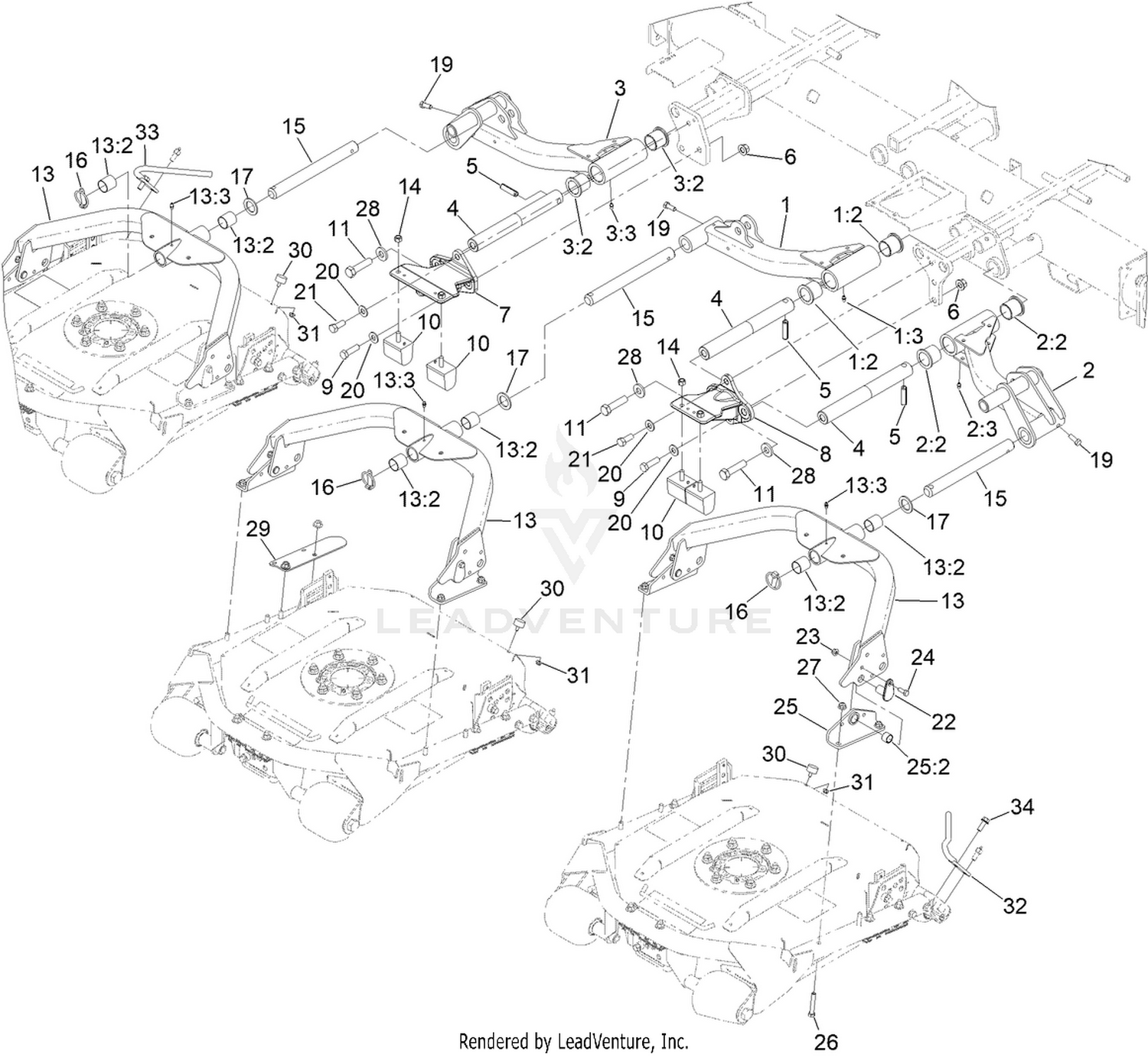 No. 1, 4 and 5 Lift Arm and Deck Assembly