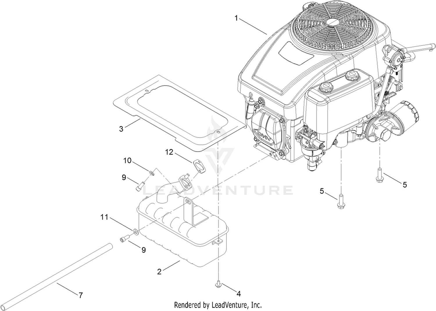 Engine and Muffler Assembly