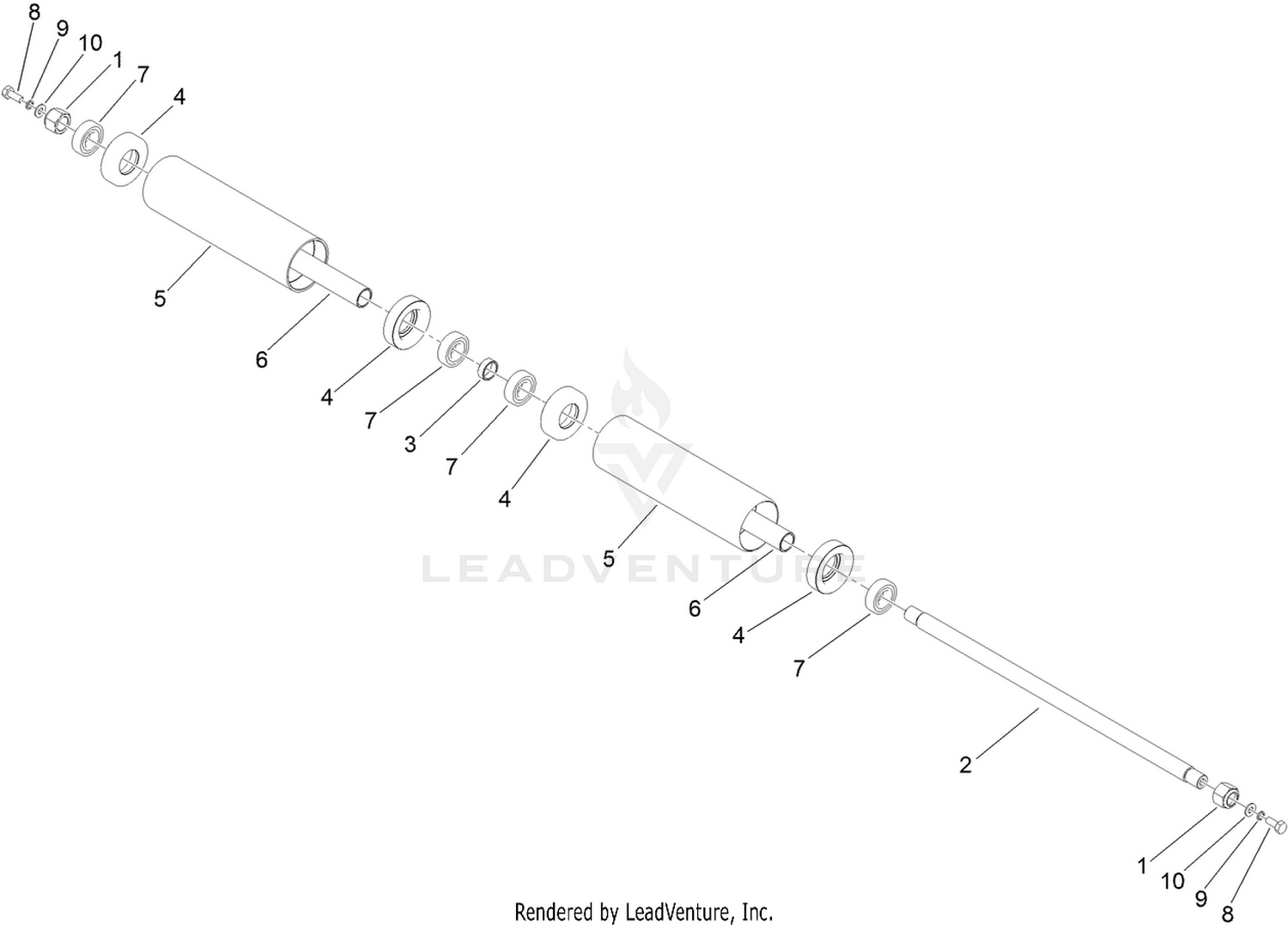 Complete Long Steering Roller Assembly No. 111-5719