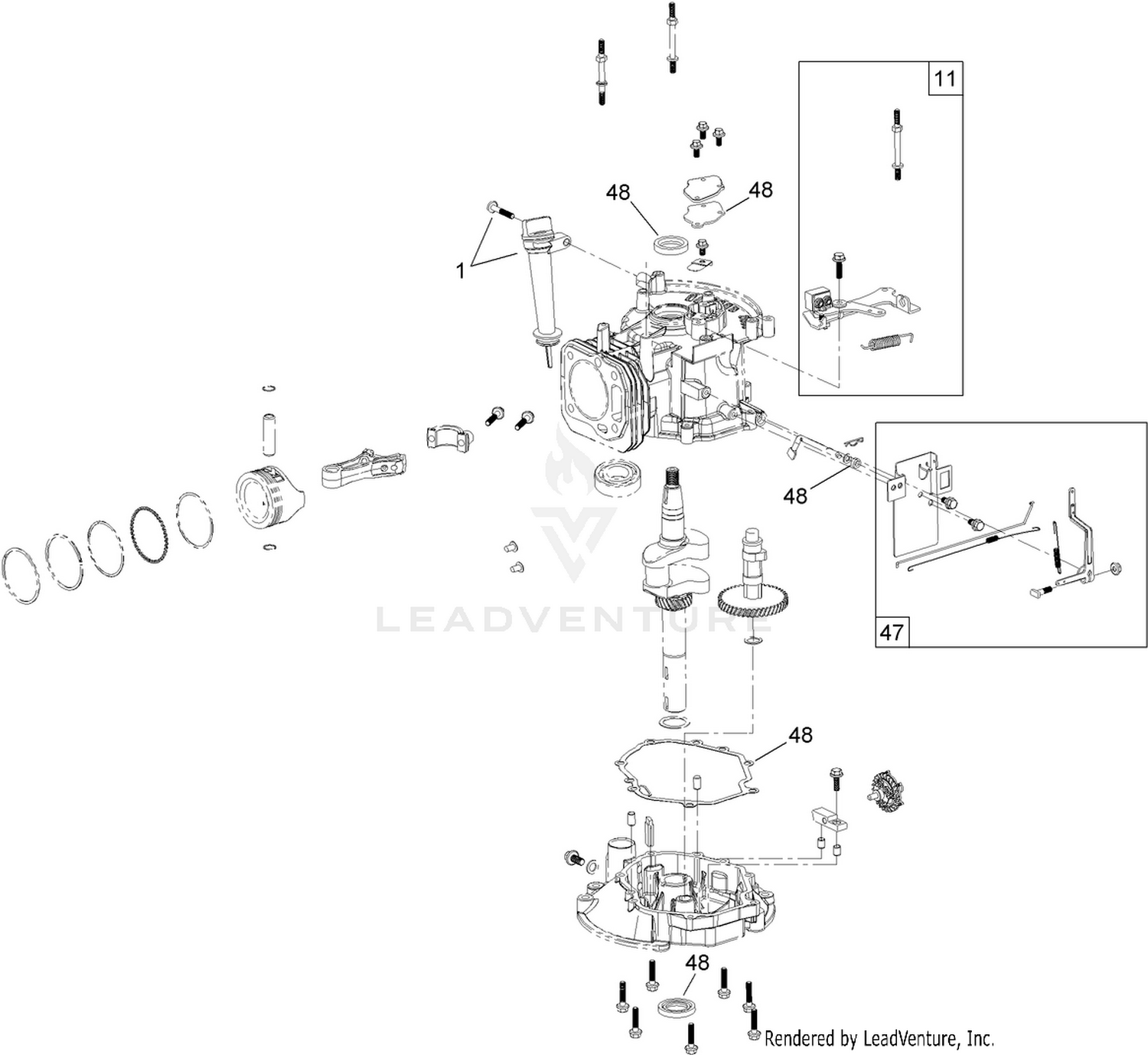 Dipstick, Brake and Governor Arm Assembly
