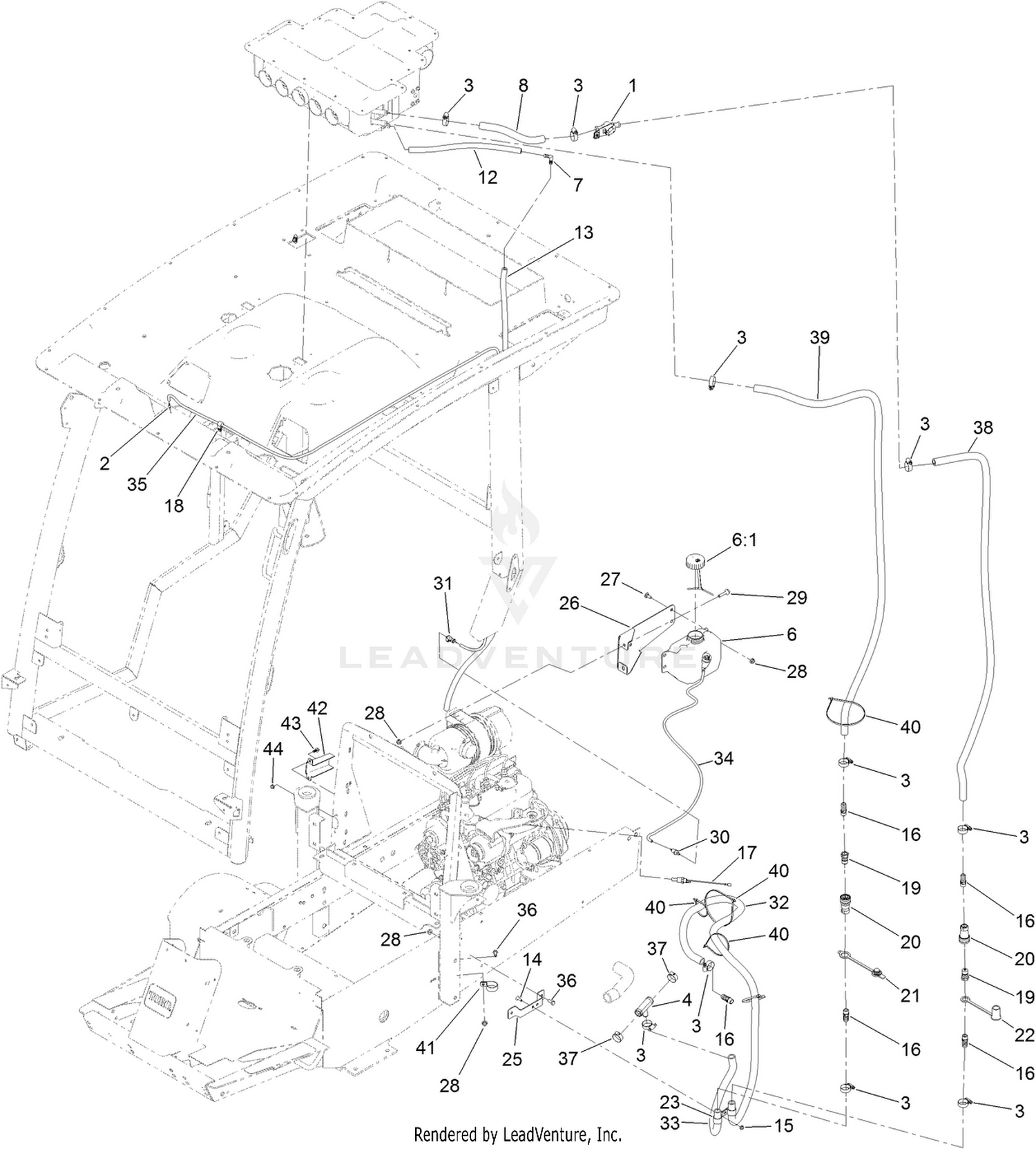 Heater Hose Routing and Washer Bottle Assembly