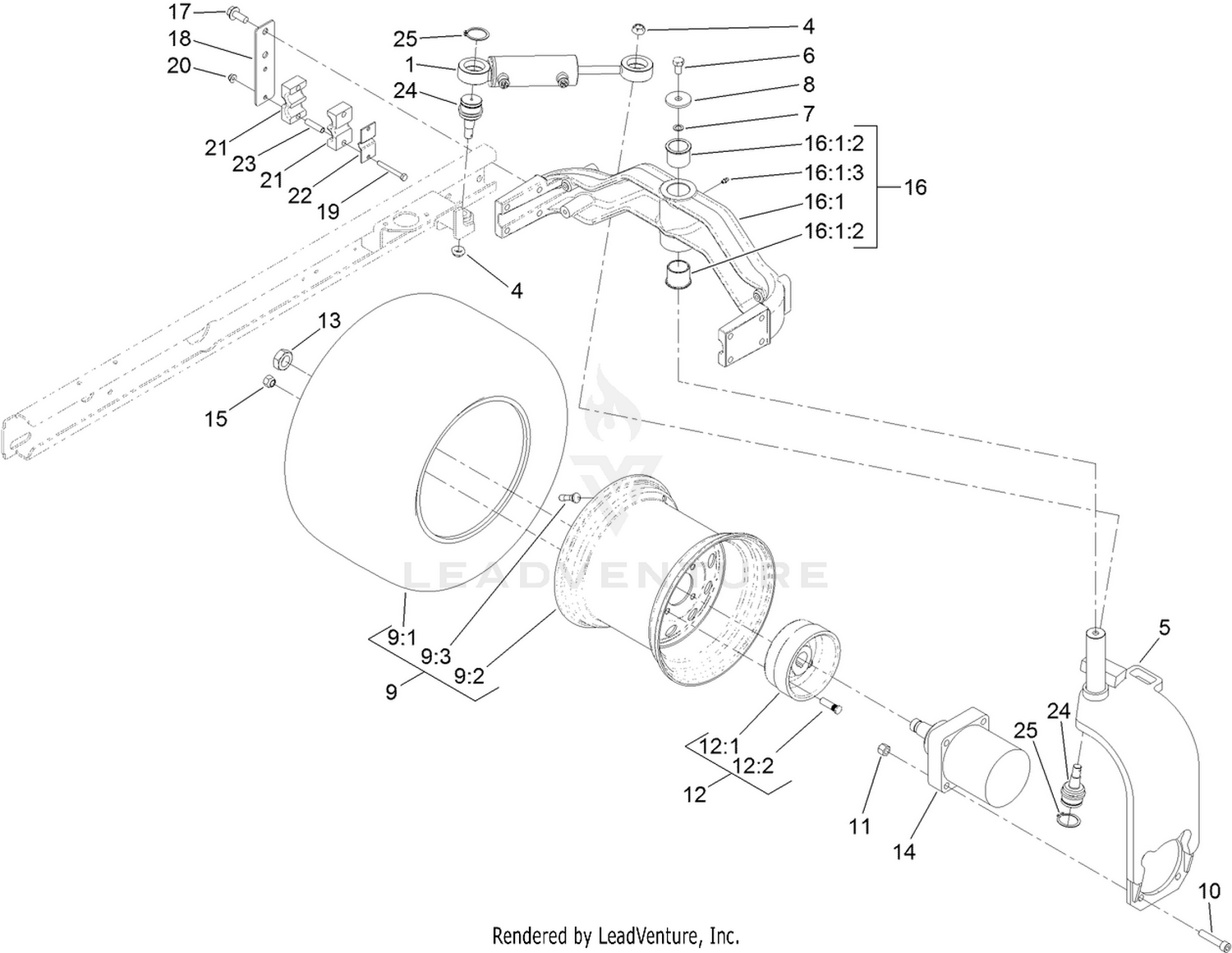 Rear Fork and Casting Assembly