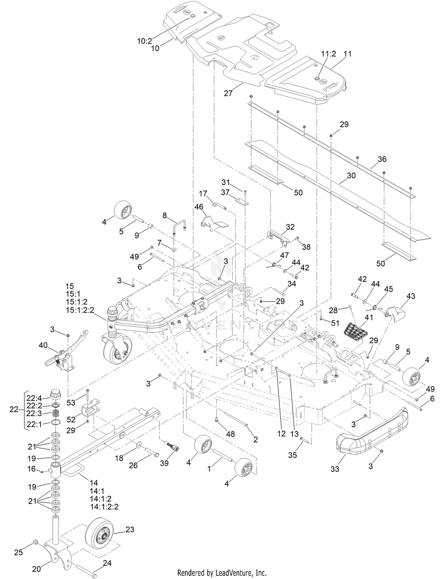 Belt Cover, Caster Arm and Wheel Assembly