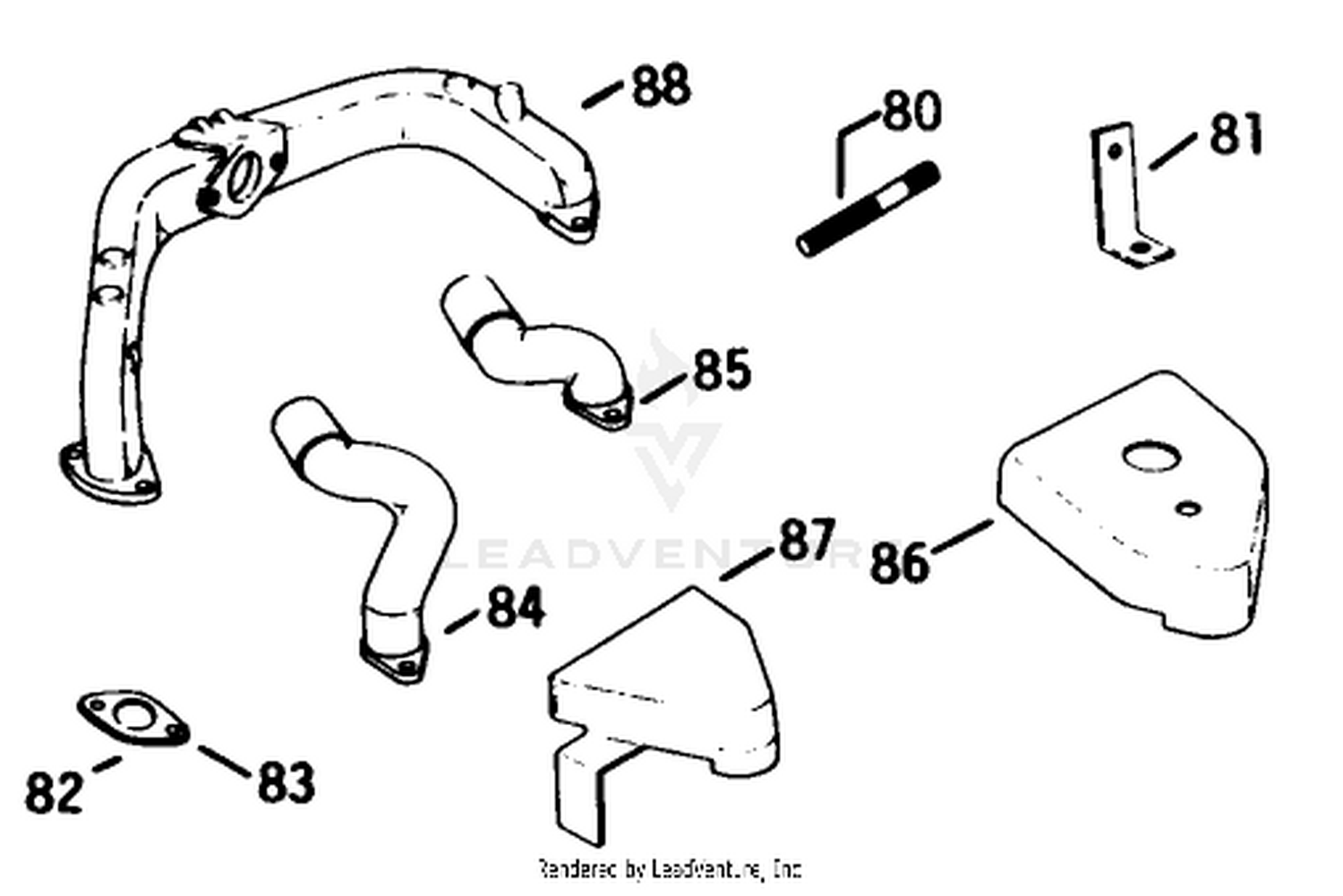 Intake  Exhaust Manifolds-Engine Model No. K582qs Type No. Ps-36315