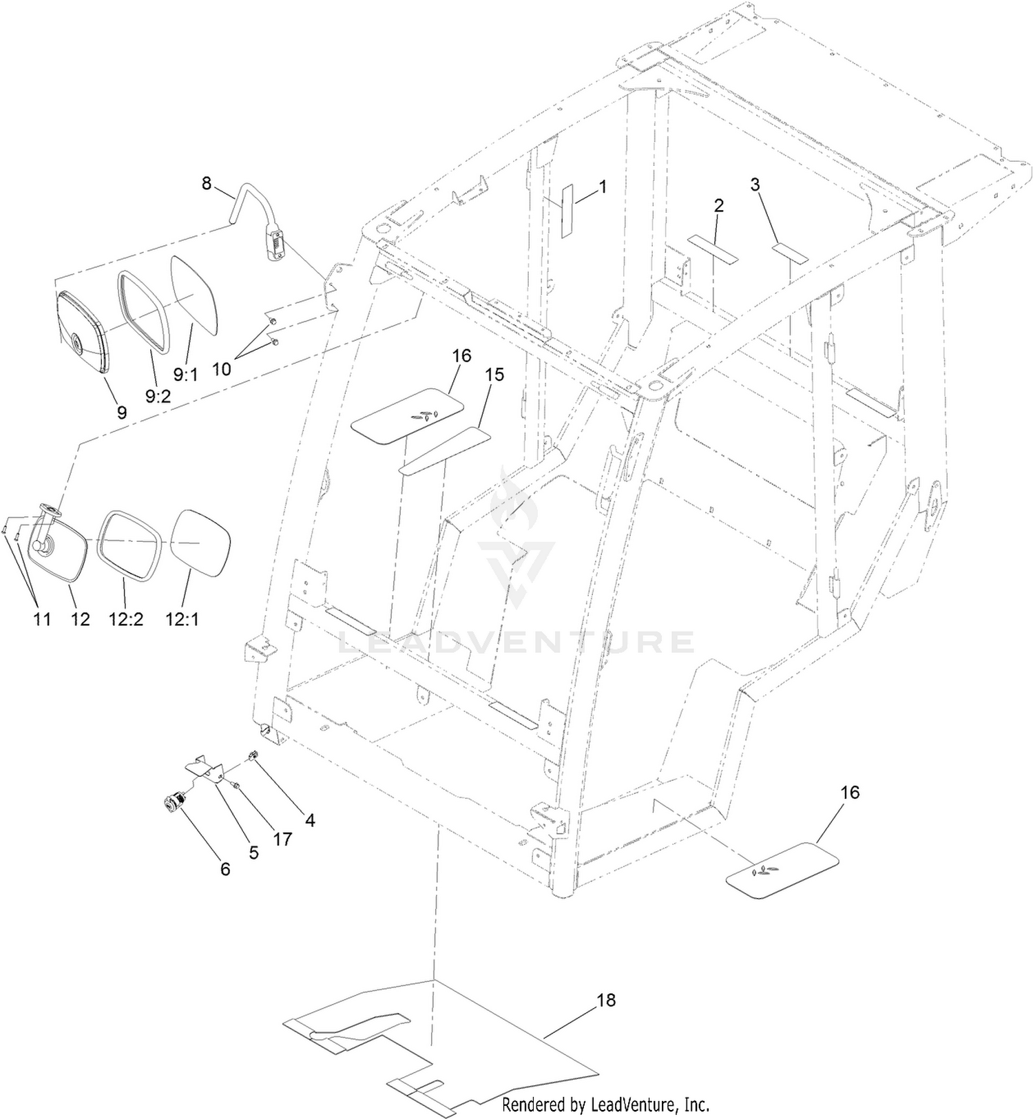 Mirror and Floor Tread Assembly