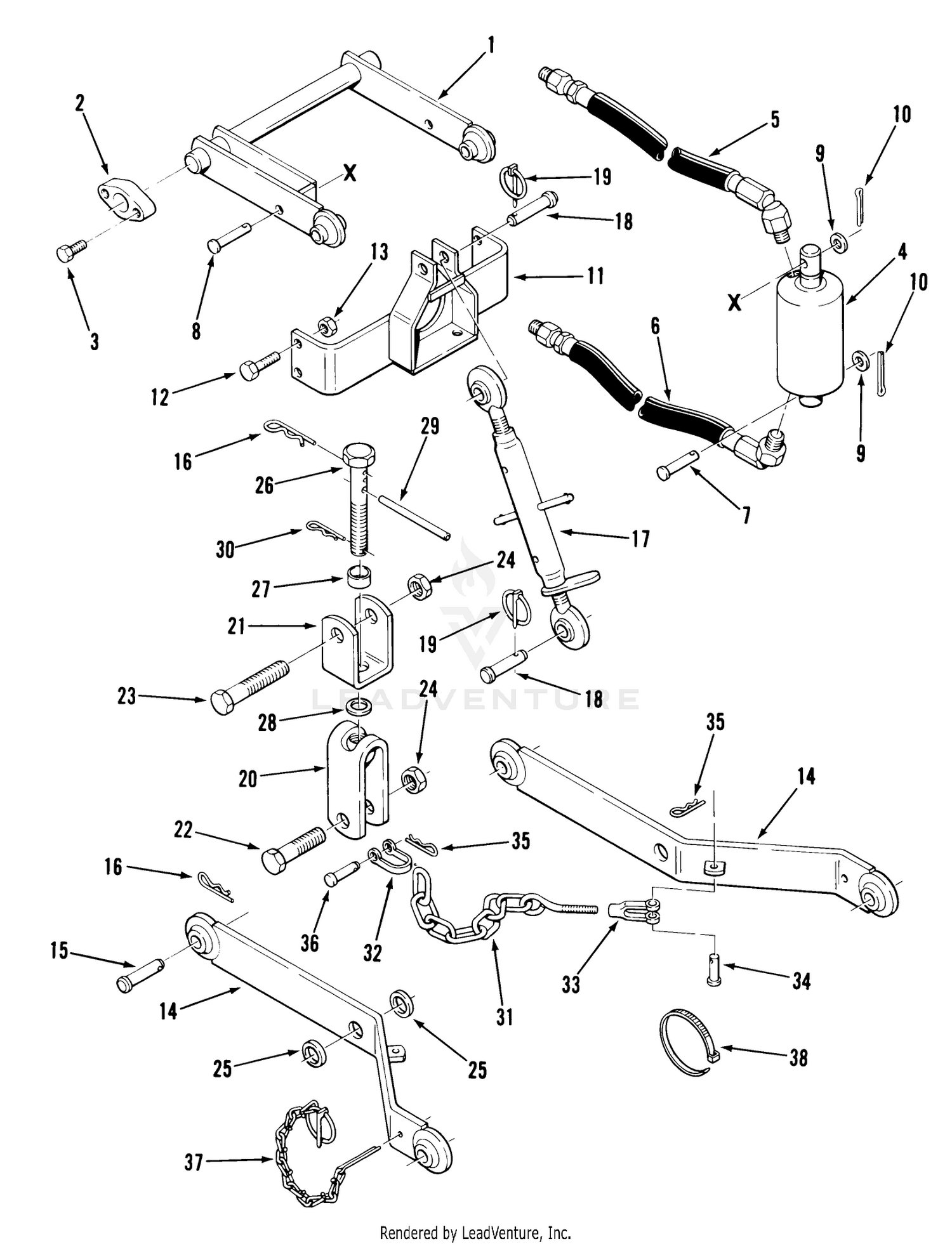 Parts List For 3-Point Hitch Factory Order Number 8-5431