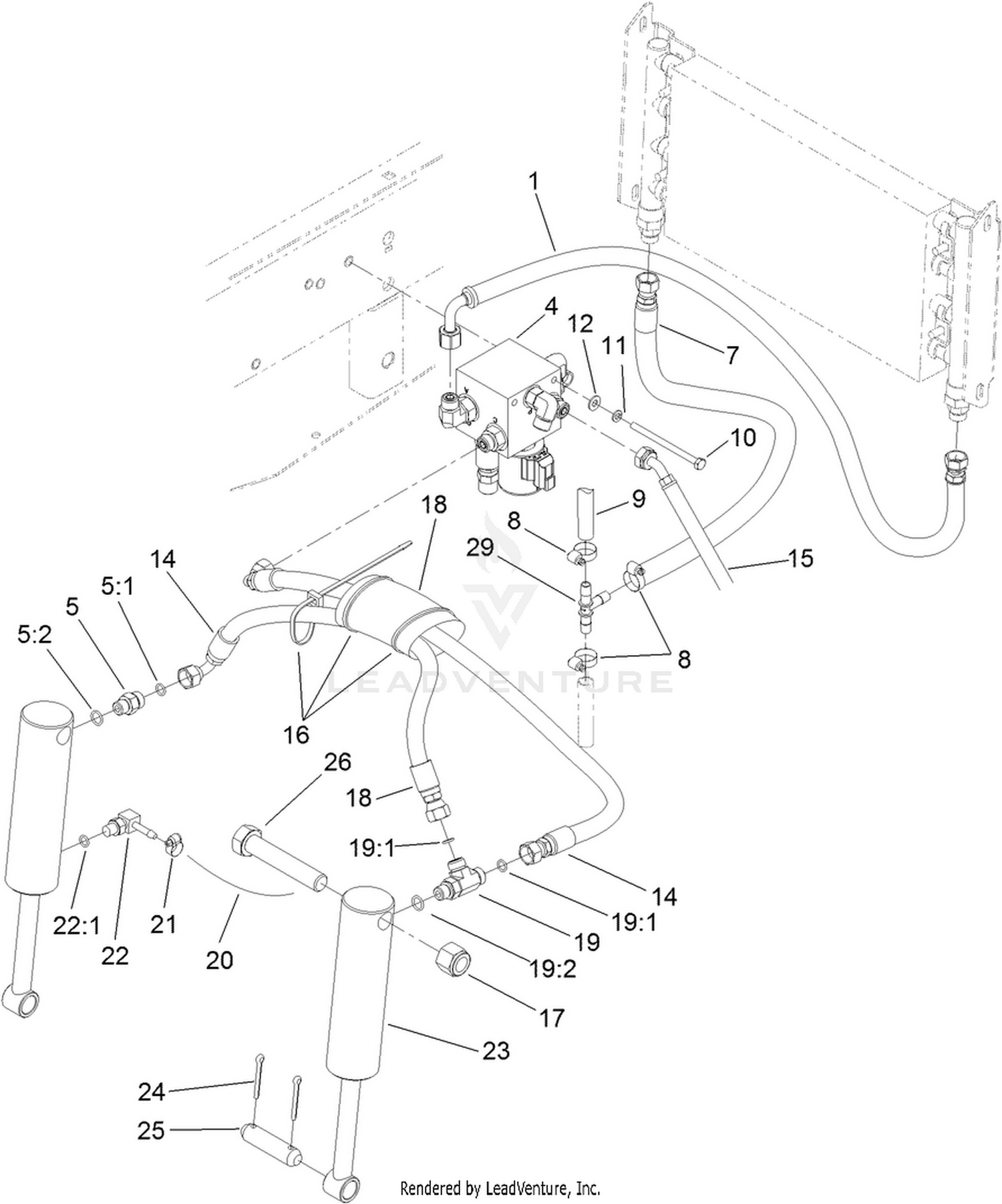 Hydraulic Cylinder and Lift Arm Assembly