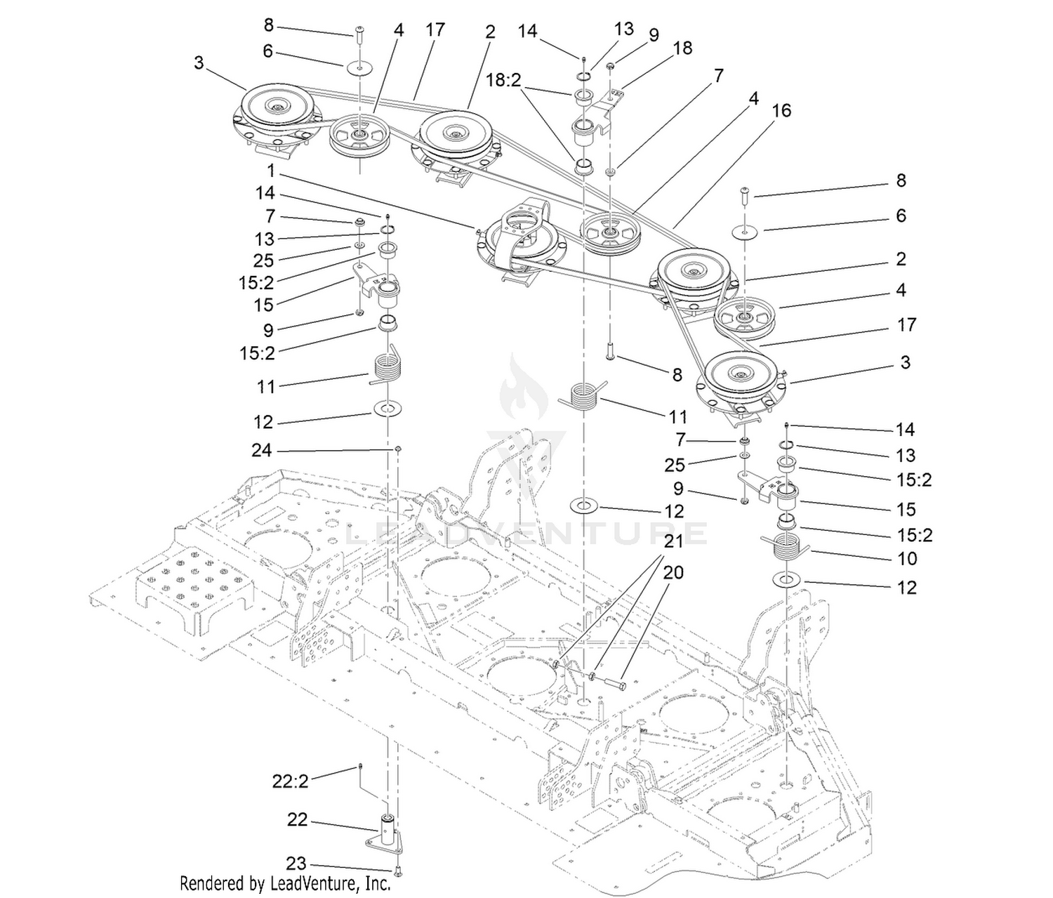 Center Deck  Belt and Pulley Assembly