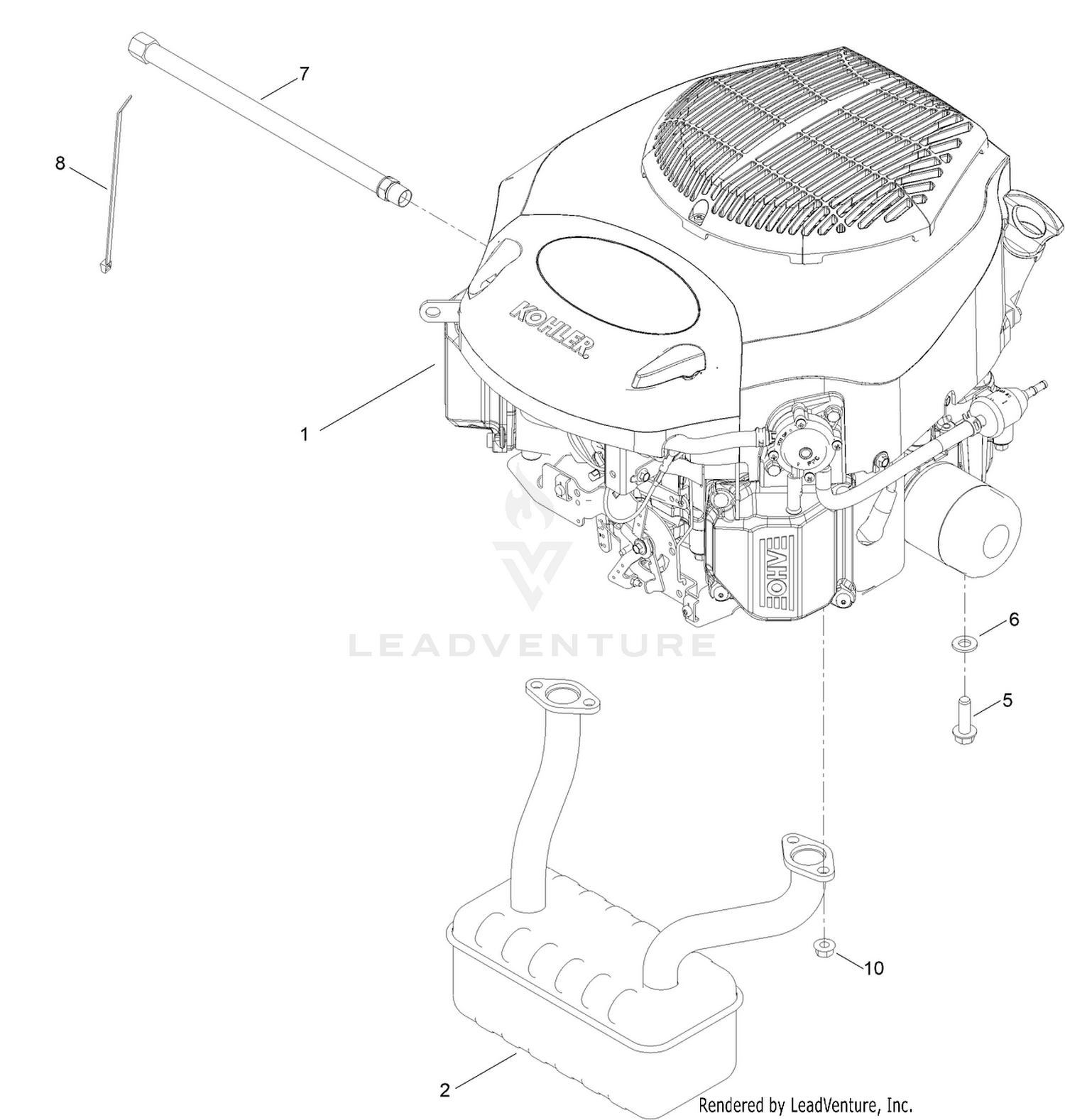 Engine and Muffler Assembly