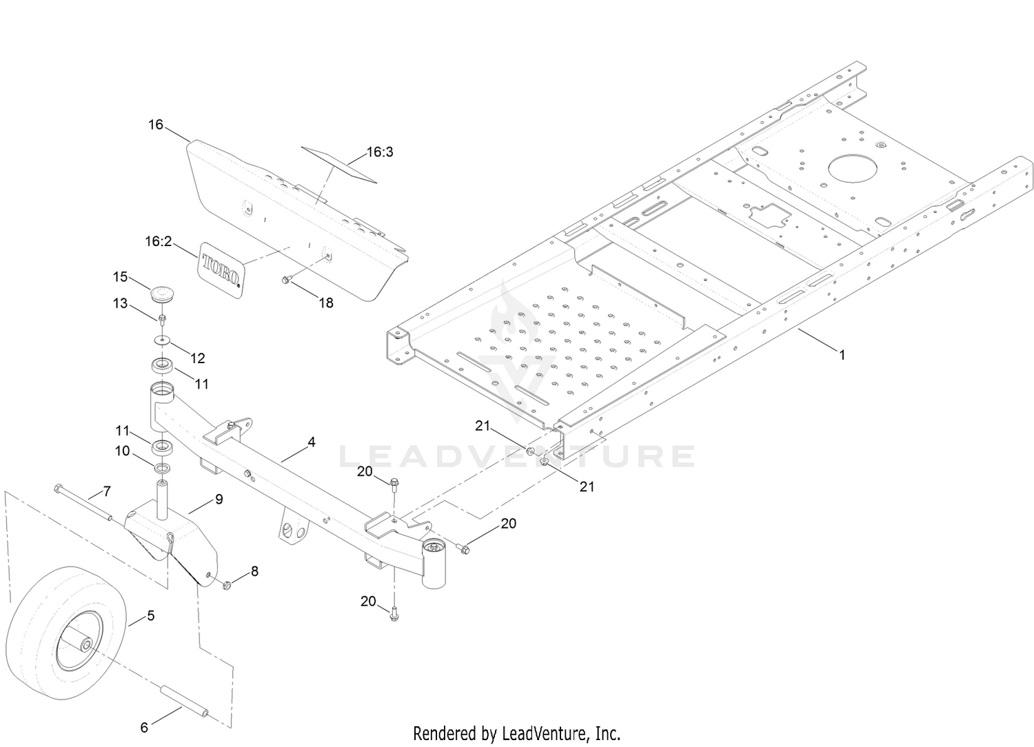 Frame, Front Axle and Caster Wheel Assembly
