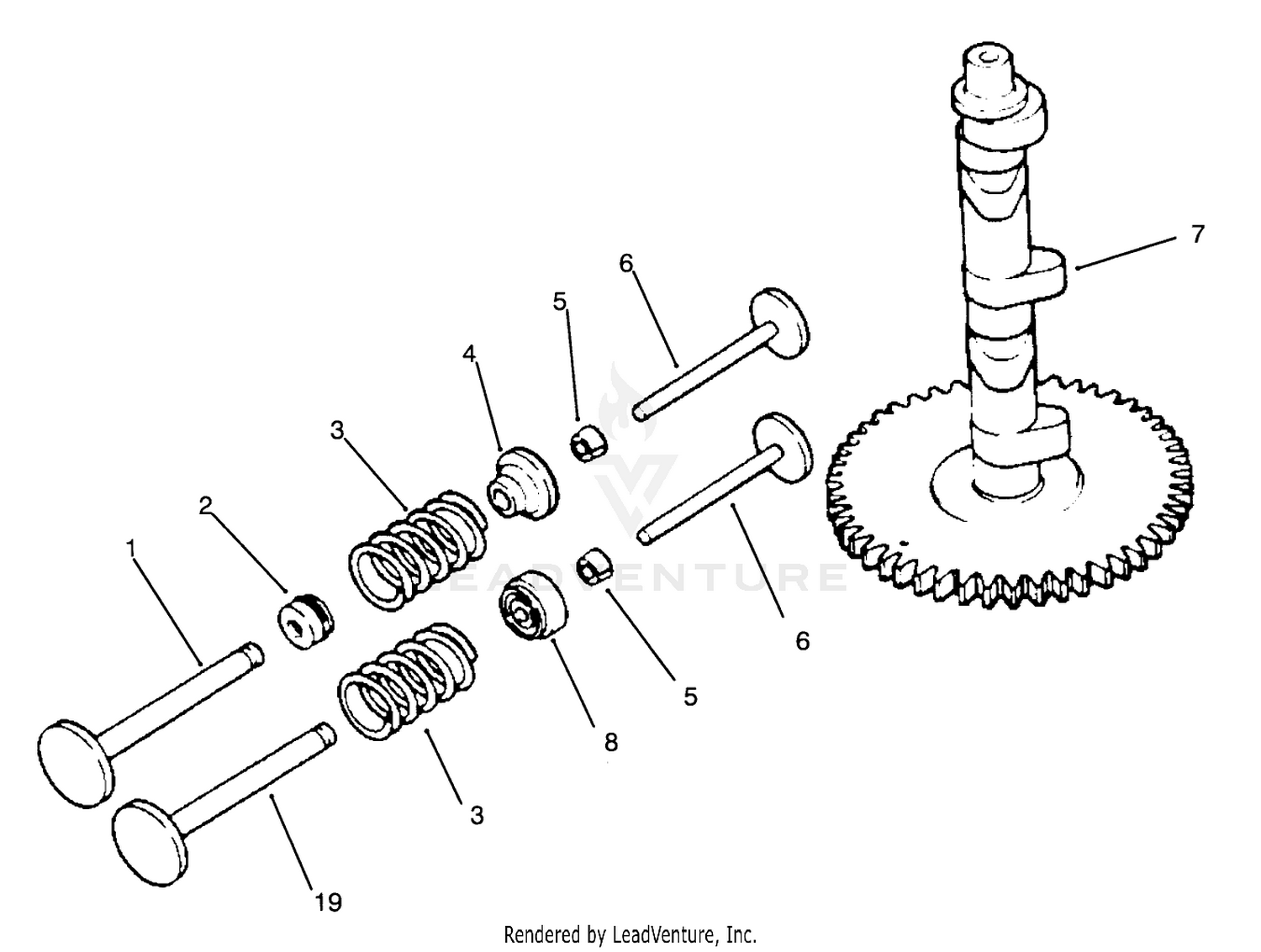 Camshaft And Valves Engine Kohler Model No. Mv16s-Type Ps56519