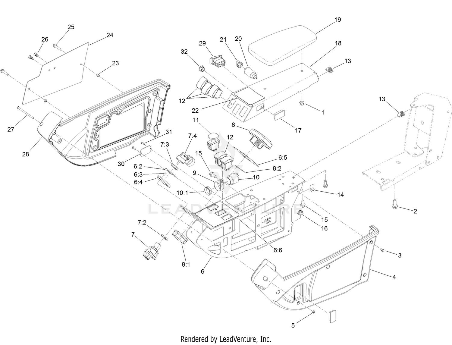 Armrest Control Panel Assembly