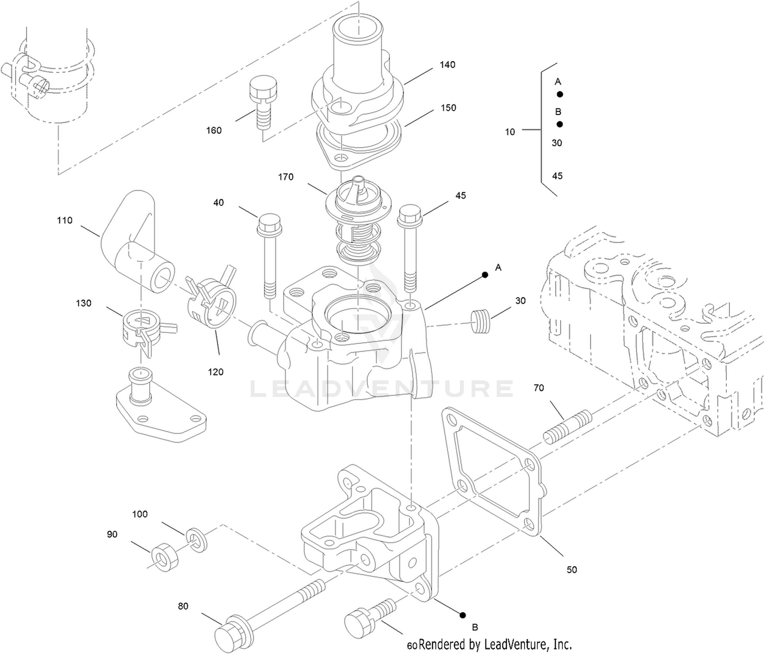 Water Flange  Thermostat ASM