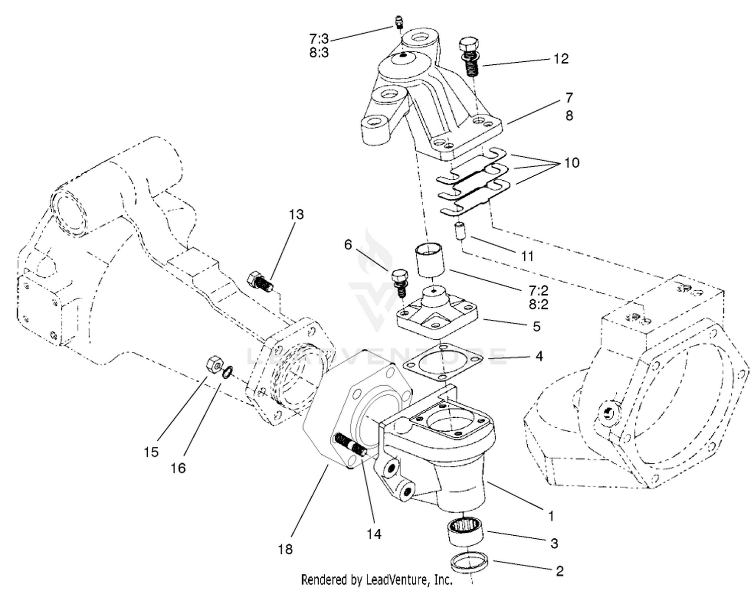 Rear Axle Assembly No. 98-3925 (continued) Bevel Gear Case Assembly