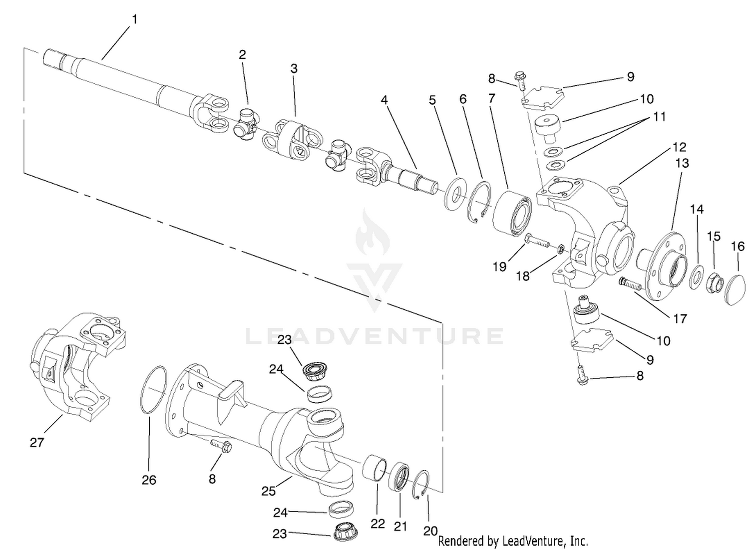 4wd Axle-Universal Joint and Kingpin Assembly