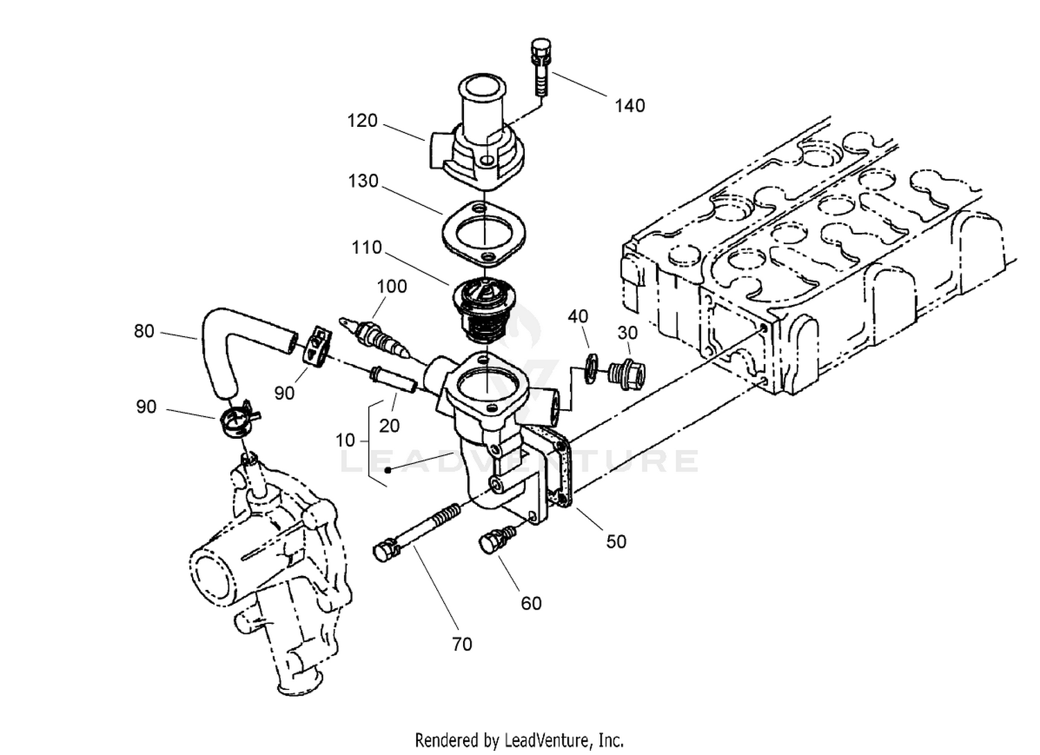 Water Flange and Thermostat Assembly