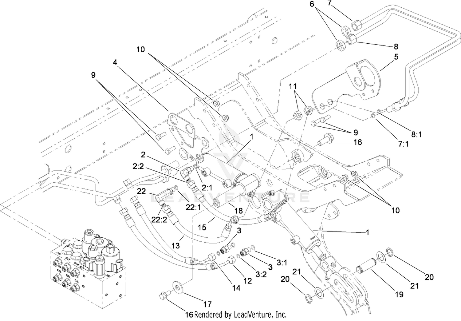 Rear Lift Cylinder and Plumbing Assembly