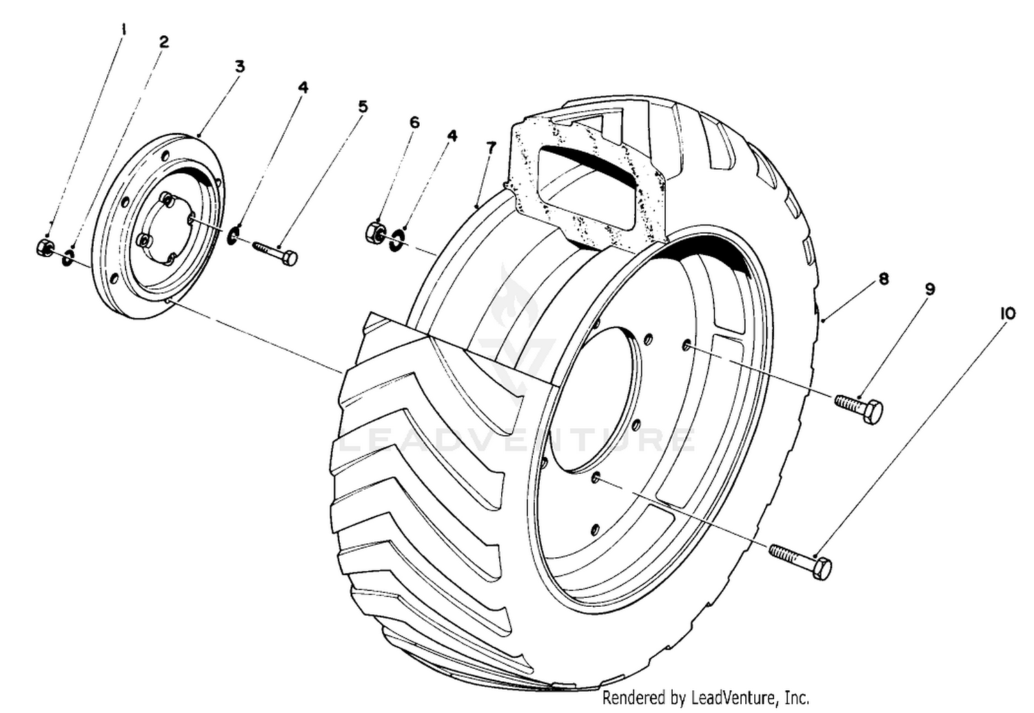 18" Semi-Pneumatic Wheel Assembly Model No. 01035 (optional) (5 Blade Reelmaster Model 01005 Only)