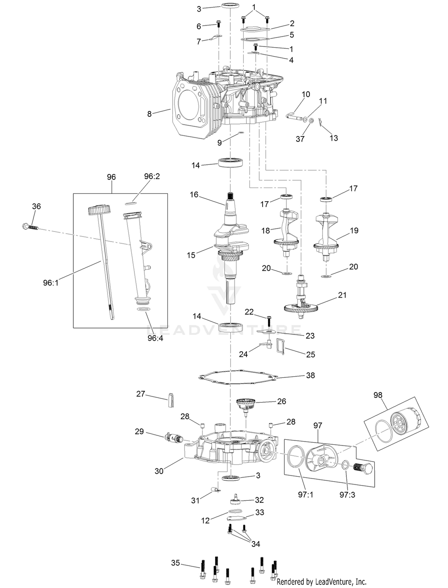 Crankcase Assembly  Engine Assembly No. 127-9358