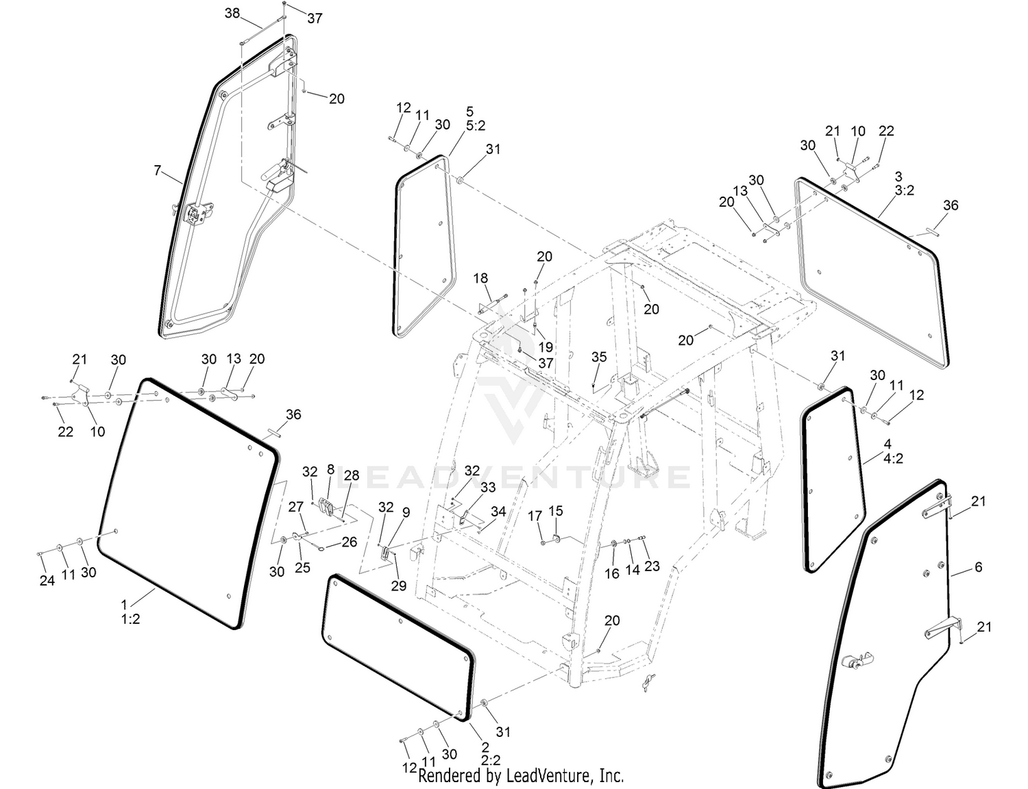 Window and Door Assembly  For Cab Model Only