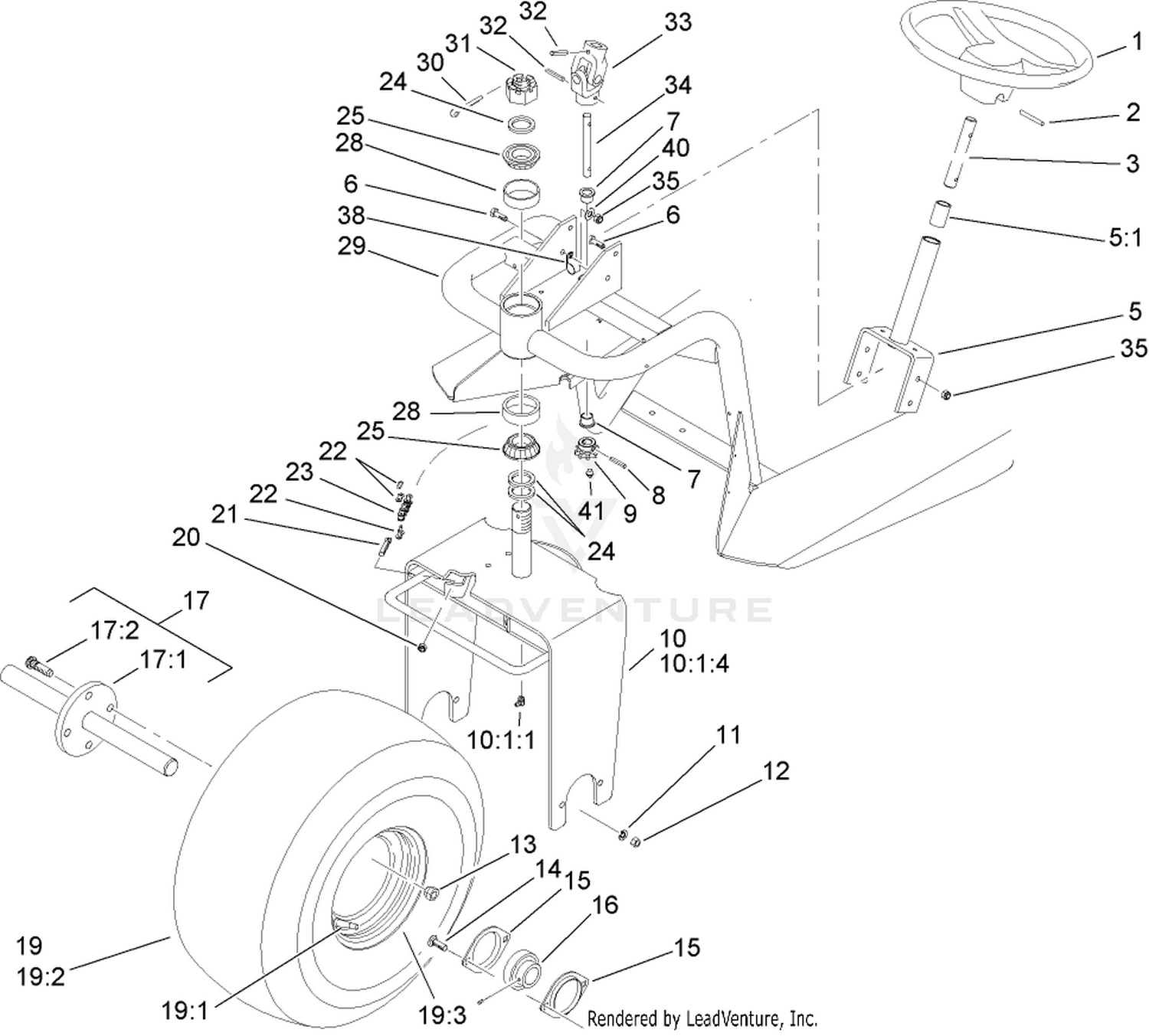 Front Wheel and Steering Assembly