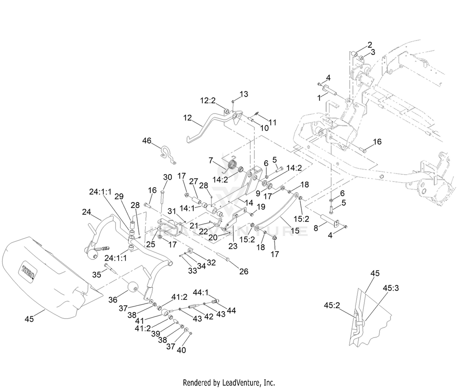Right Cutting Unit Suspension Assembly