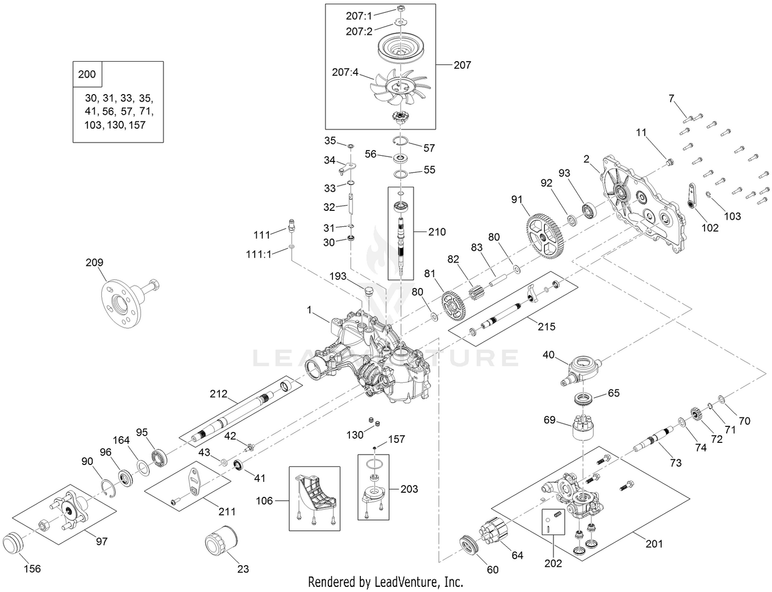 LH Hydro Transmission Assembly No. 140-5180