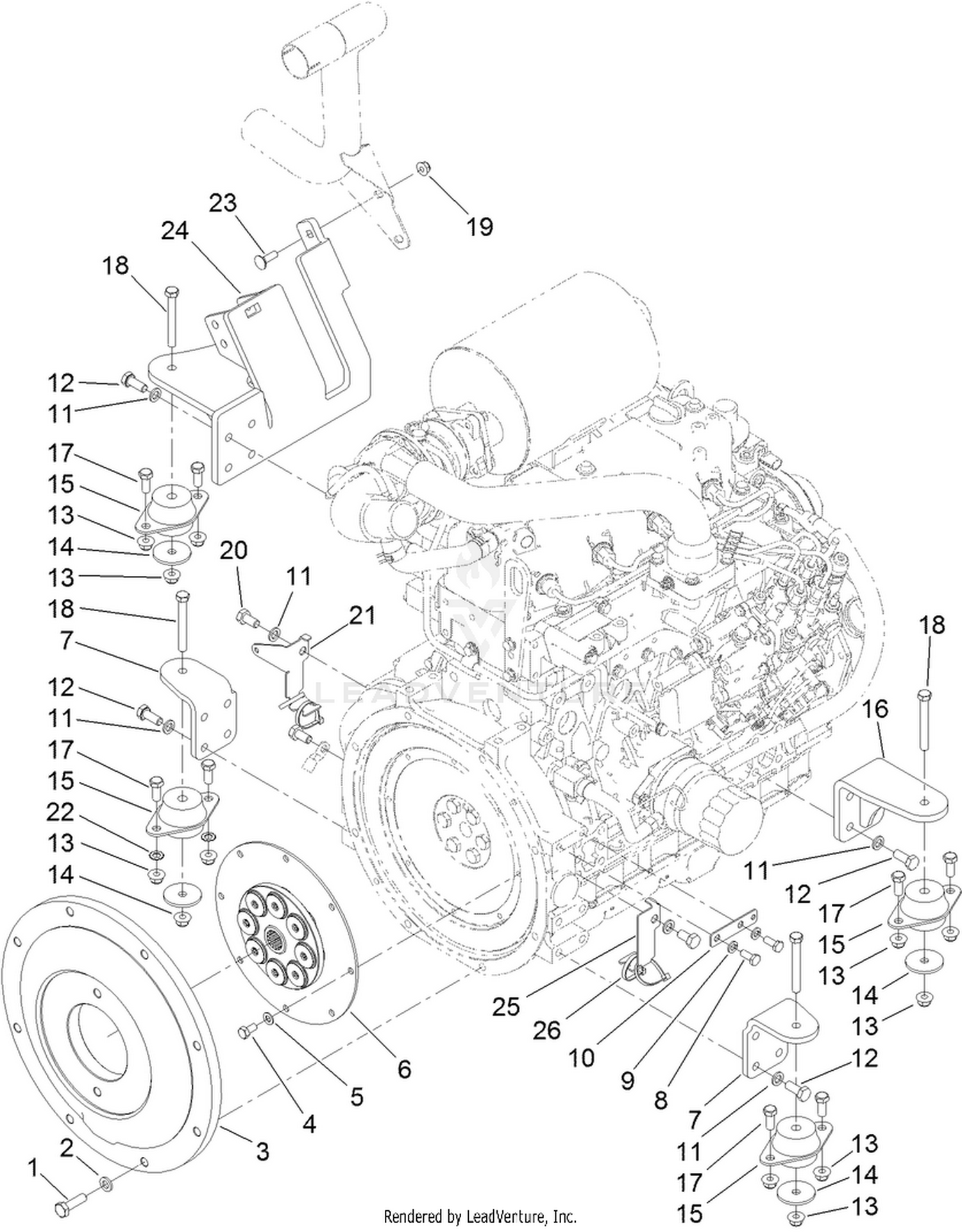 Flywheel and Motor Mount Assembly