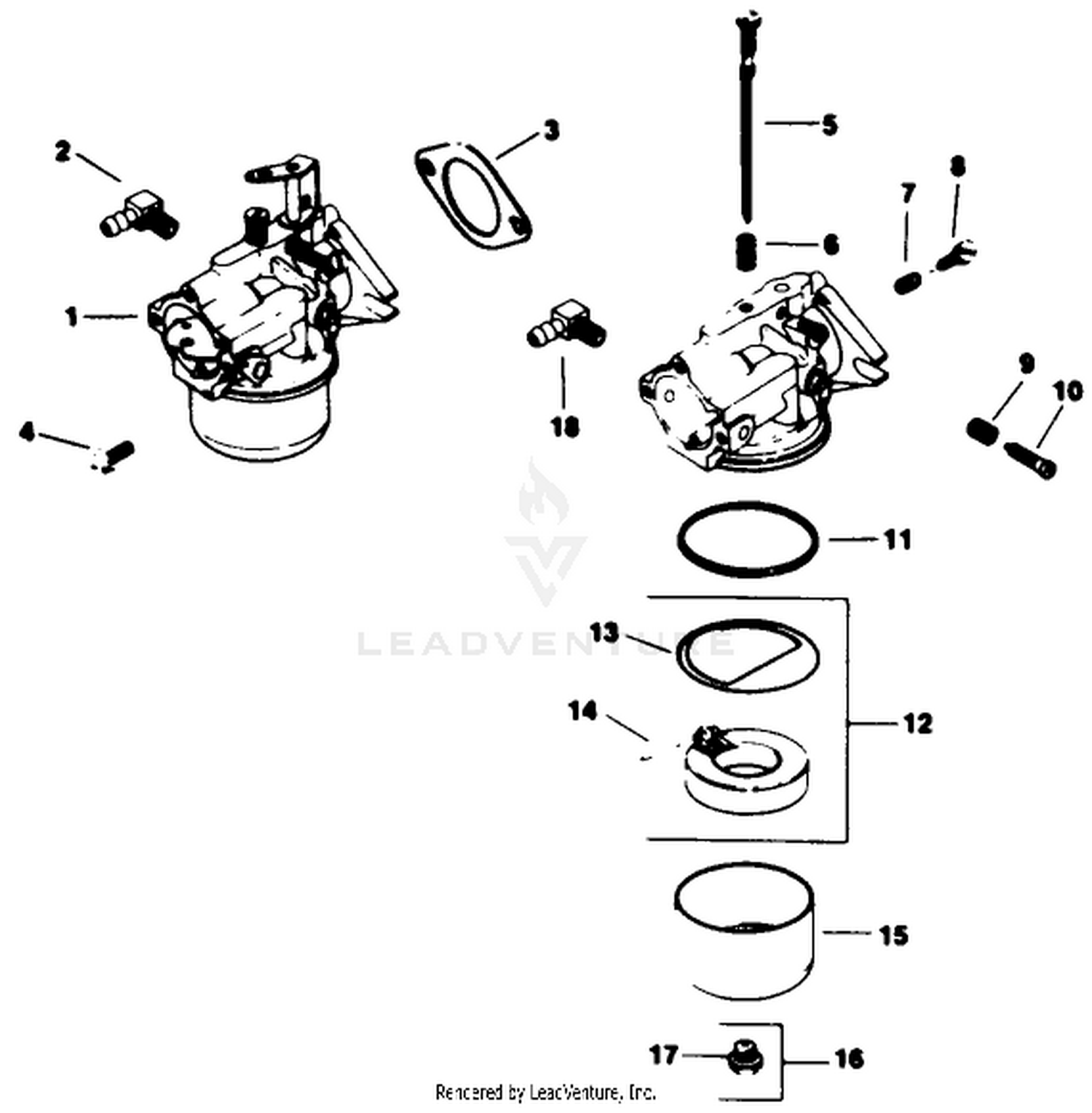 Carburetor-Engine Kohler Model No. M16qs Spec No. 711563